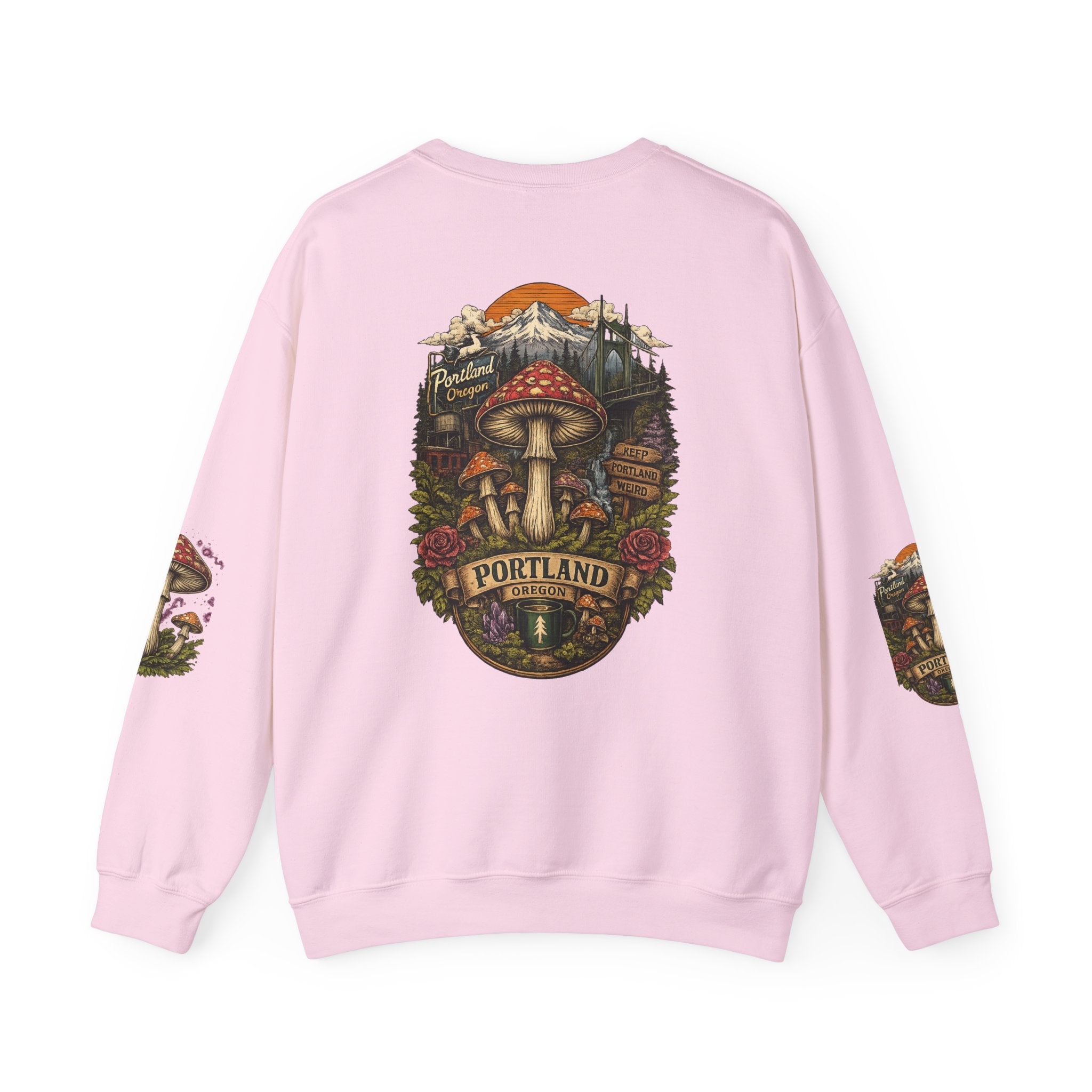 Mushroom Crewneck Sweatshirt — Portland Vintage Psychedelic Fungi Graphic