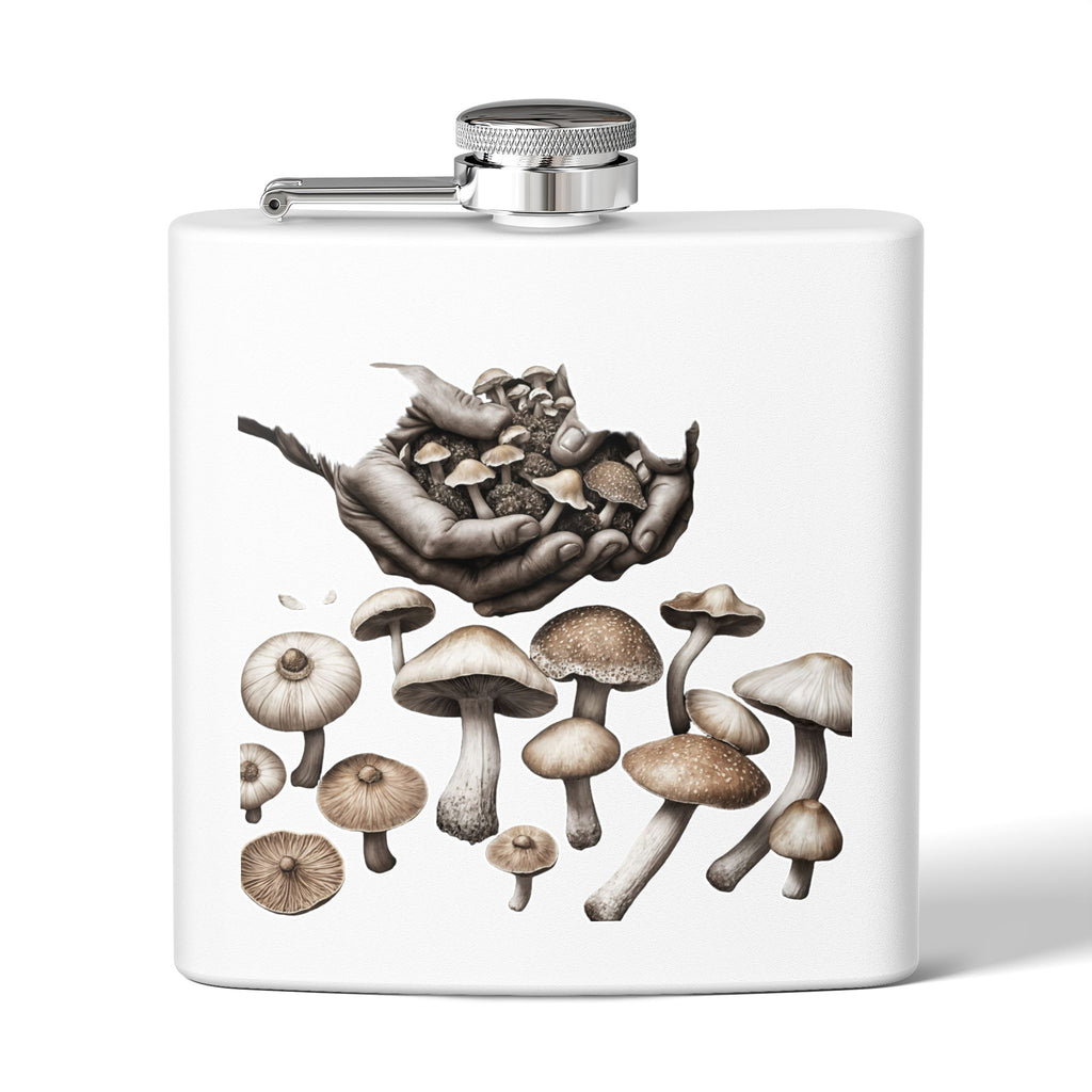 🍄 Hands of the Harvest Flask – Hold the Magic of Nature 🤲 Stainless Steel Flask, 6oz