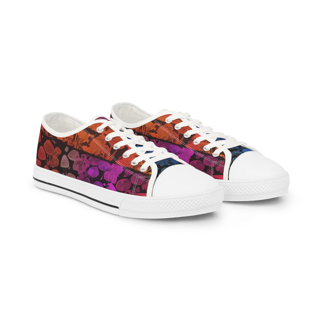 Men's Low Top Sneakers — Colorful Floral Stripe Skate Shoes