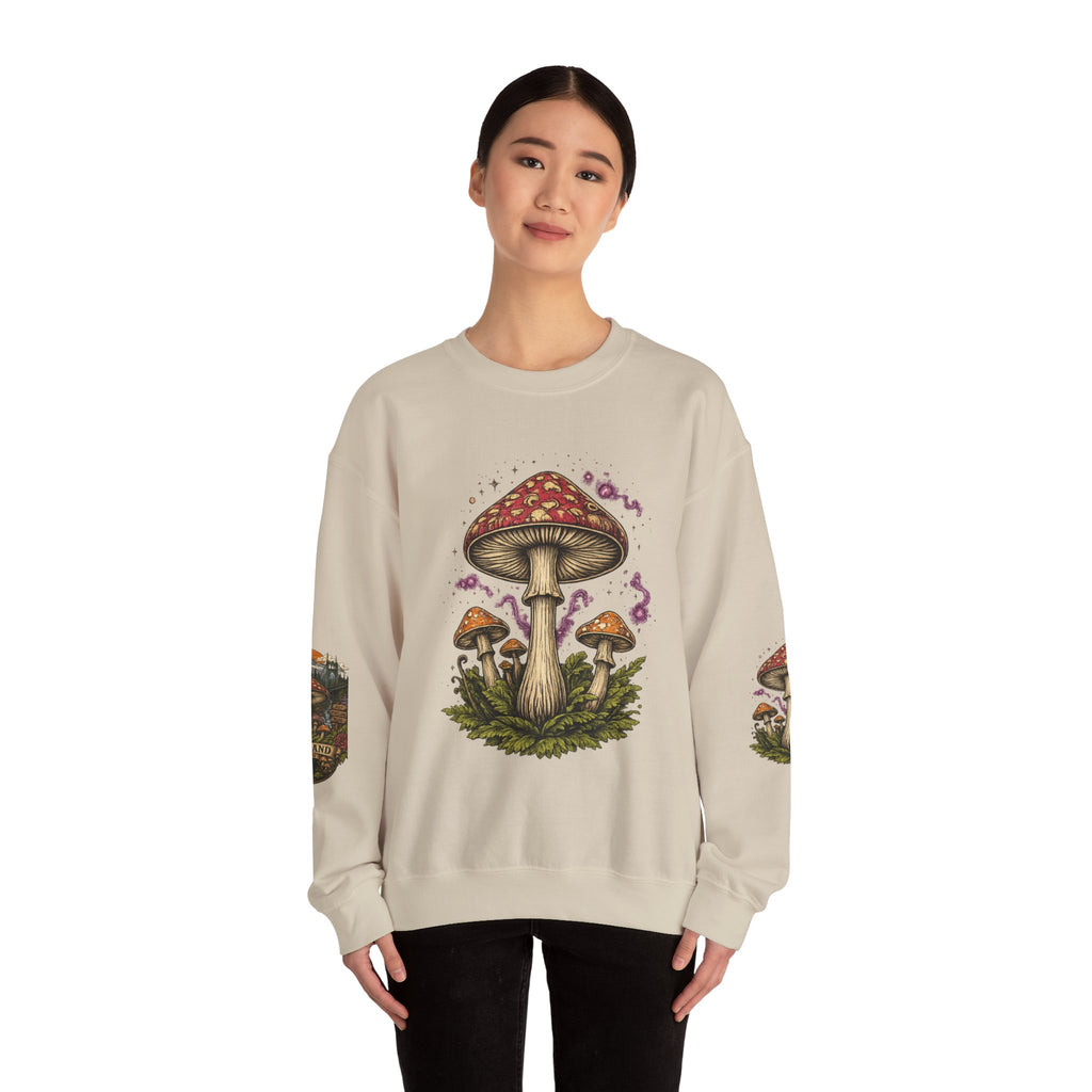 Mushroom Crewneck Sweatshirt — Portland Vintage Psychedelic Fungi Graphic