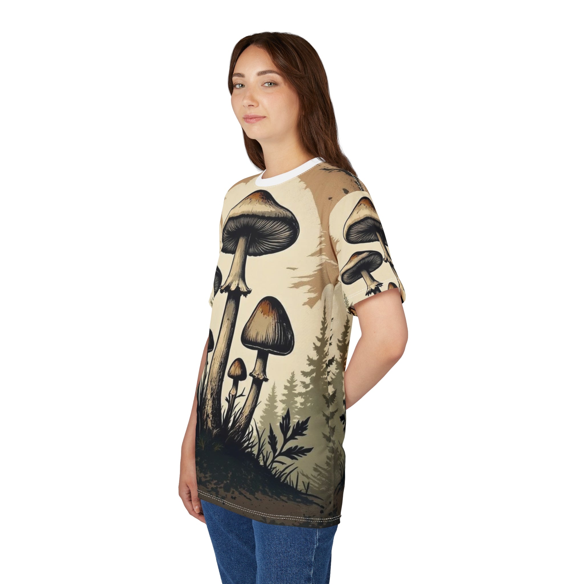 Psychedelic Mushroom All-Over Print T-Shirt – Woodland Fungi Graphic Tee