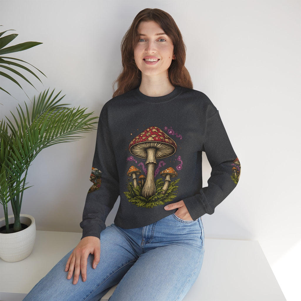 Mushroom Crewneck Sweatshirt — Portland Vintage Psychedelic Fungi Graphic