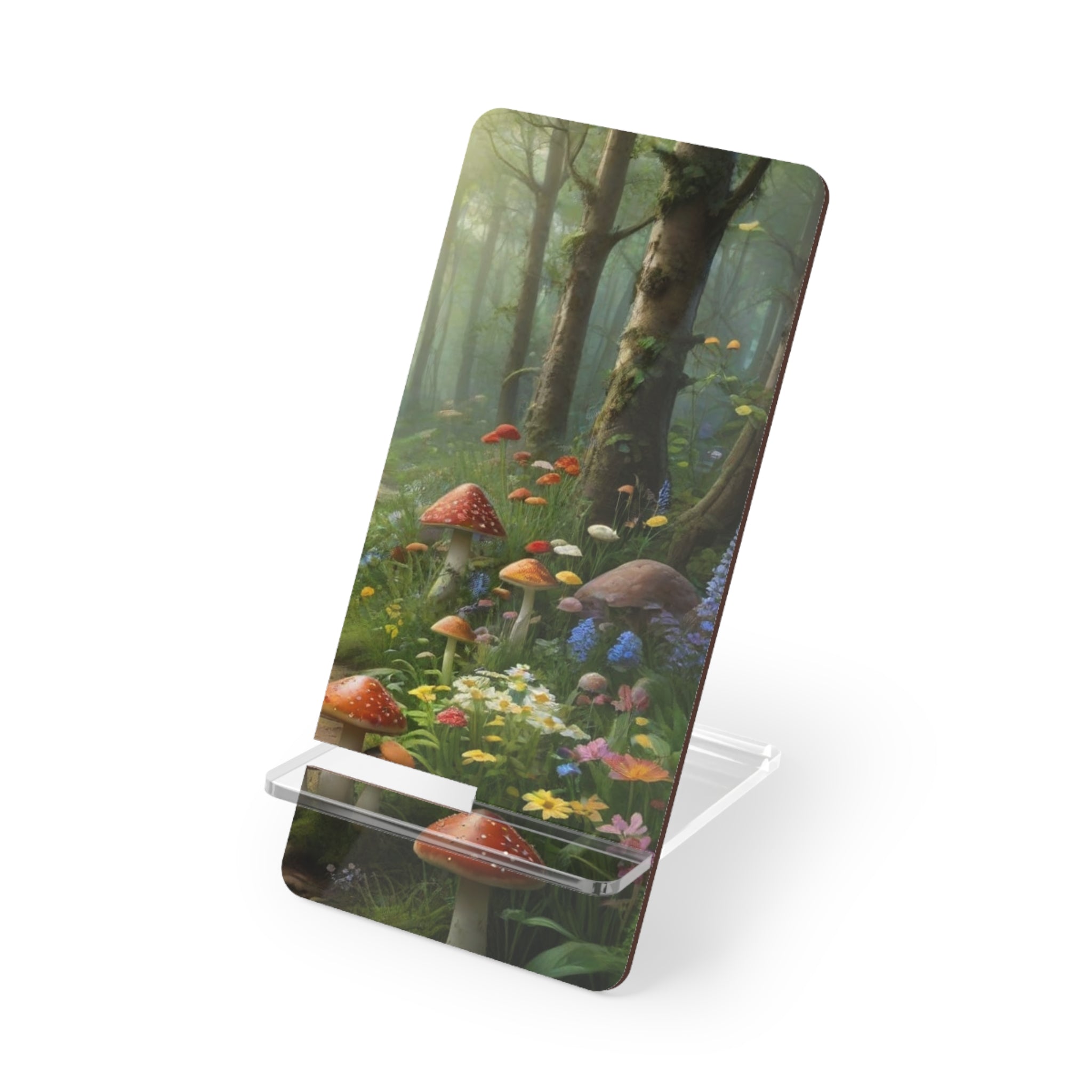 Phone Stand: Woodland Mushroom Phone Stand — Fantasy Forest Mobile Display