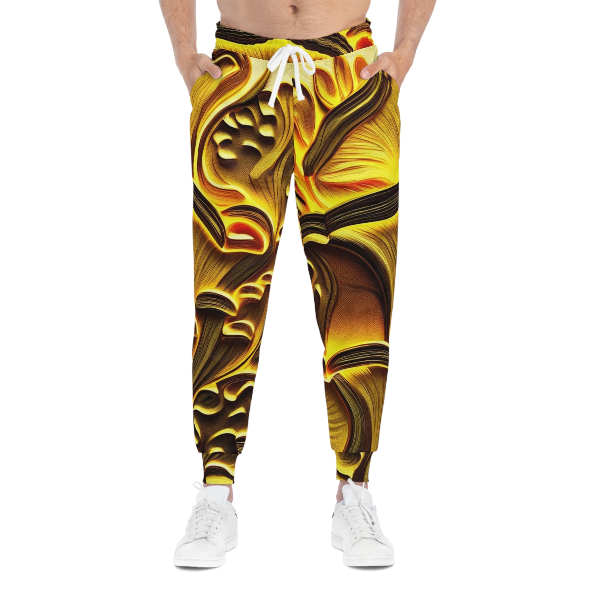 Golden Swirl Joggers — Abstract Yellow Athletic Pants