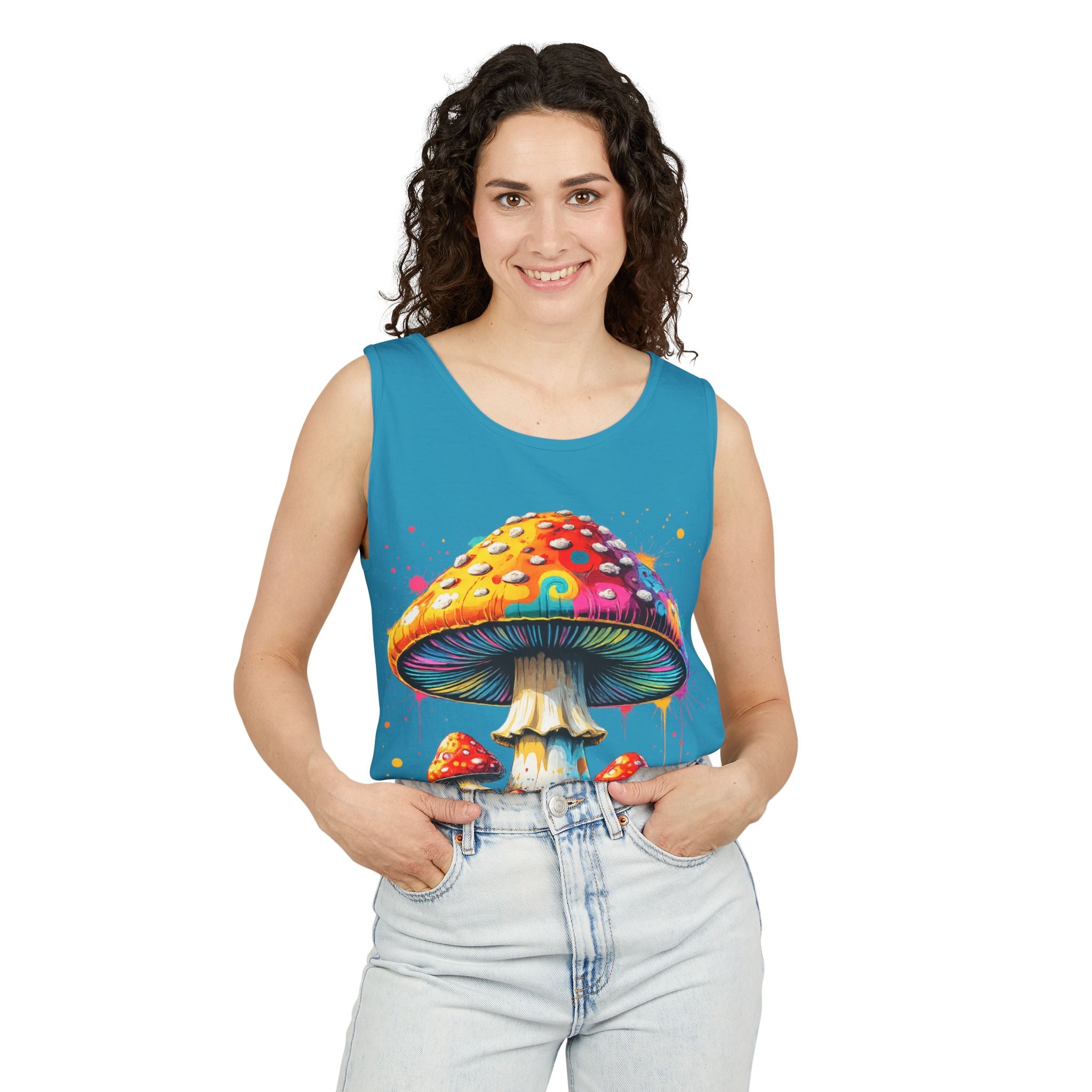 Mushroom Graphic Tank Top — Colorful Psychedelic Fungi Design