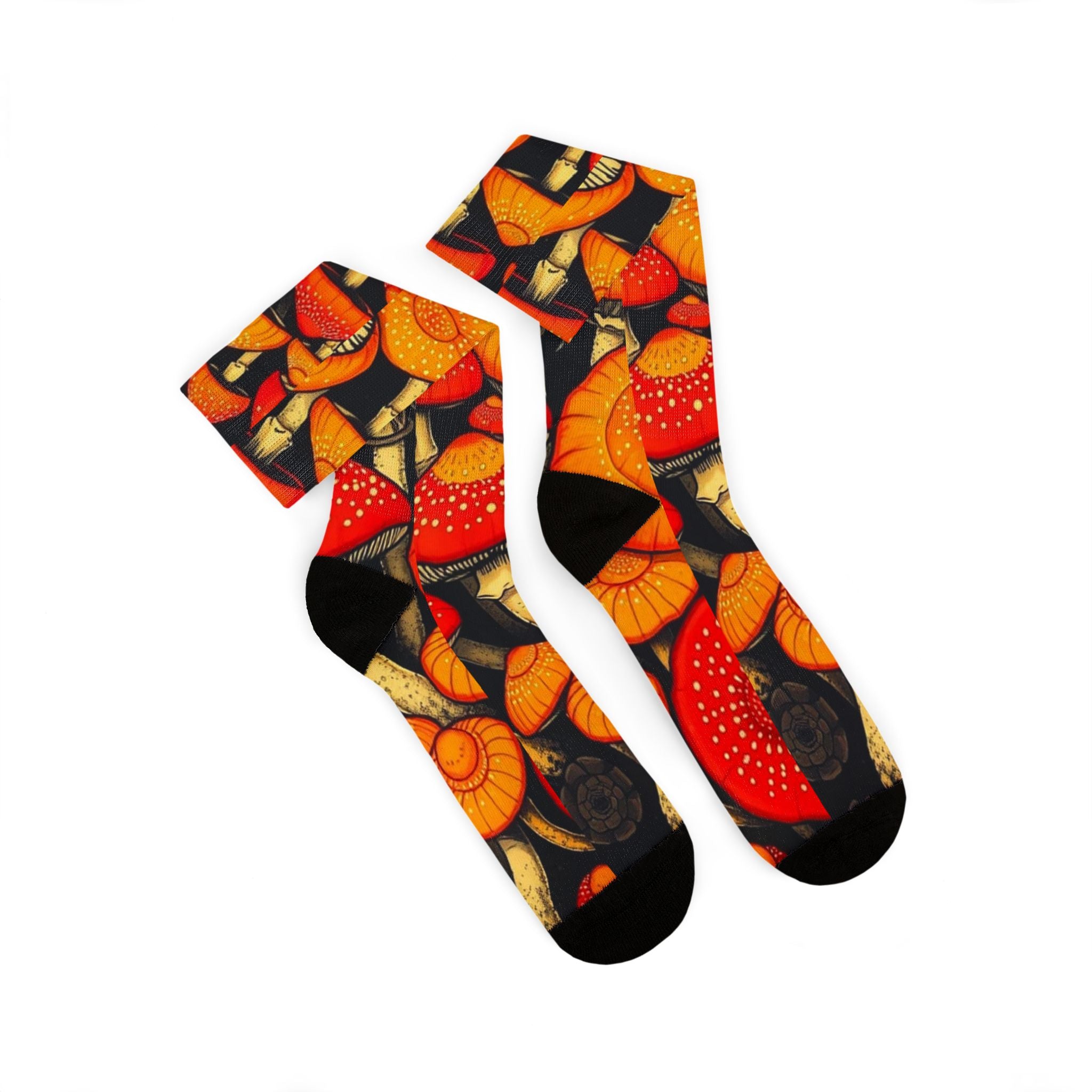 Whimsical Mushroom Socks, Colorful Patterned Socks, Gifts for Nature Lovers, Cozy Everyday Wear, Trendy Sock Collection