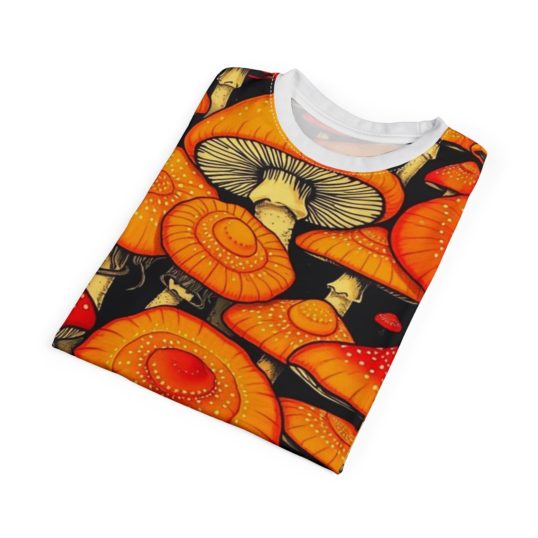 Psychedelic Orange Mushroom All-Over Print Tee