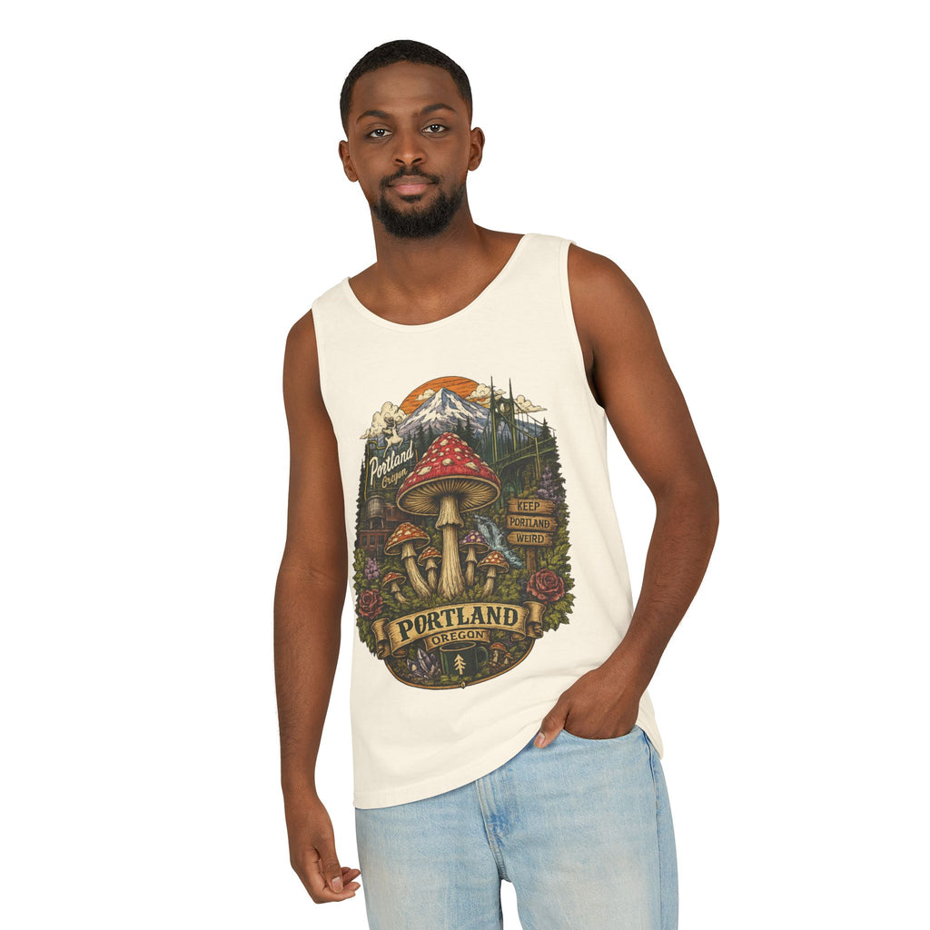 Portland Mushroom Tank Top — Vintage Forest Travel Graphic