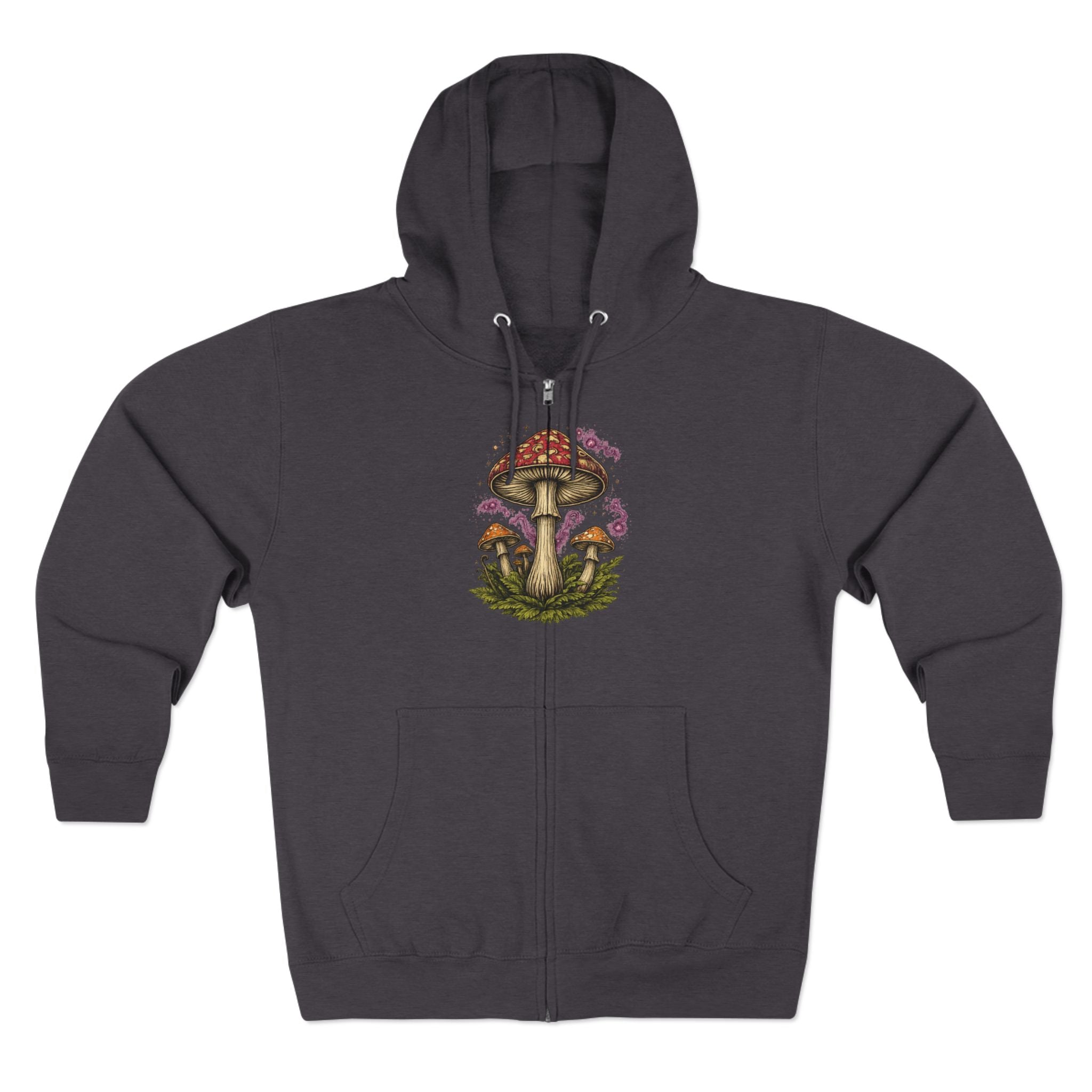 Portland Mushroom Zip Hoodie — Vintage Psychedelic Fungi Forest Jacket