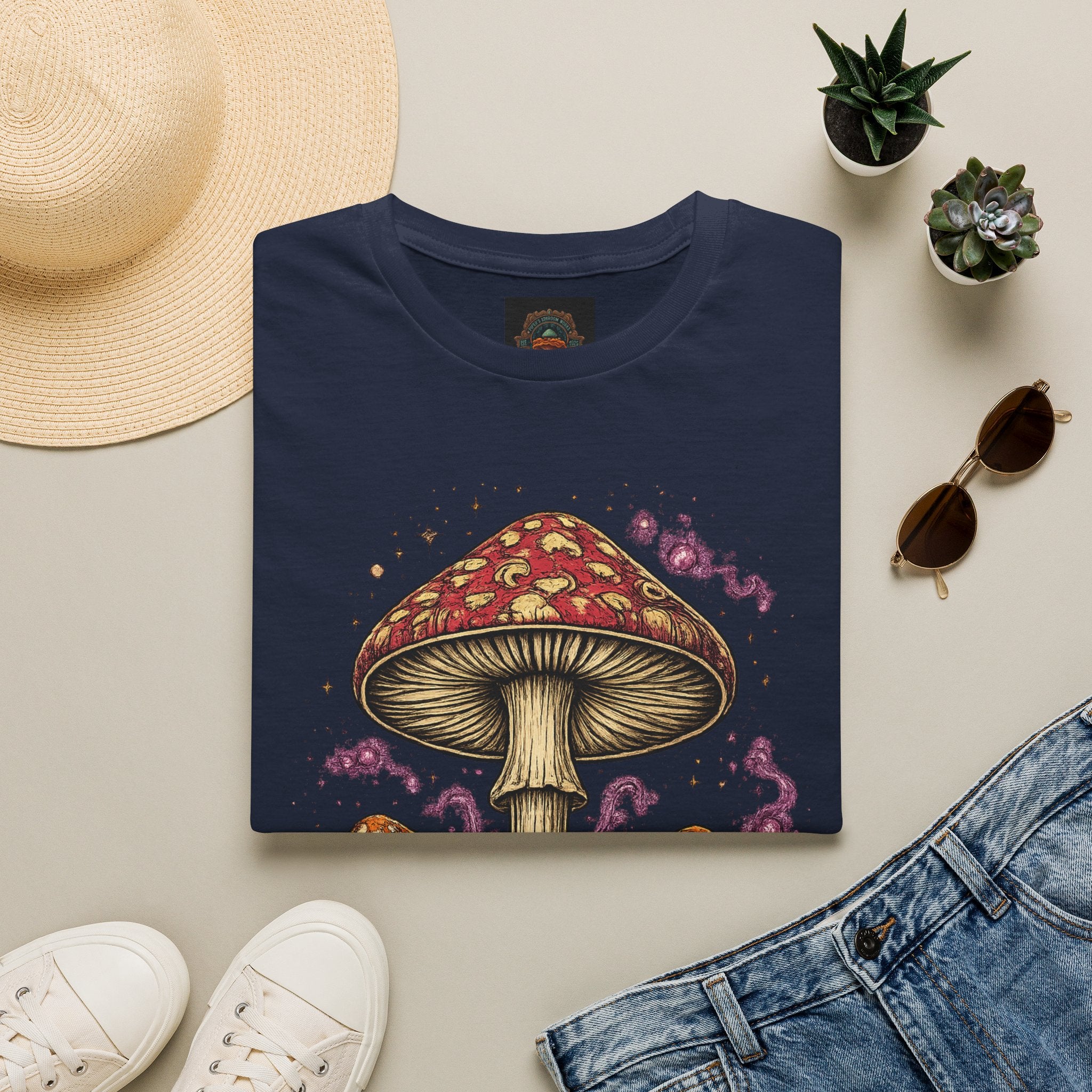 Psychedelic Mushroom Graphic T-Shirt — Red Amanita Illustration
