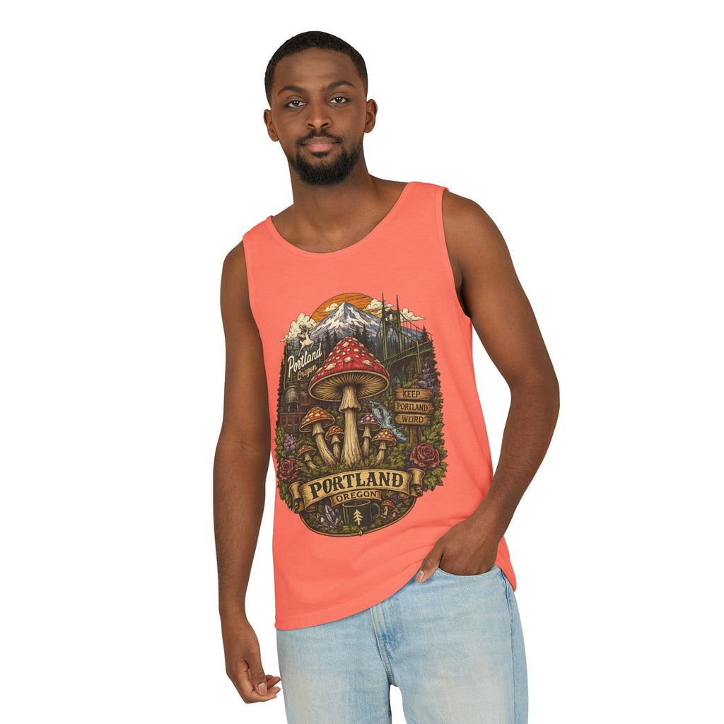 Portland Mushroom Tank Top — Vintage Forest Travel Graphic