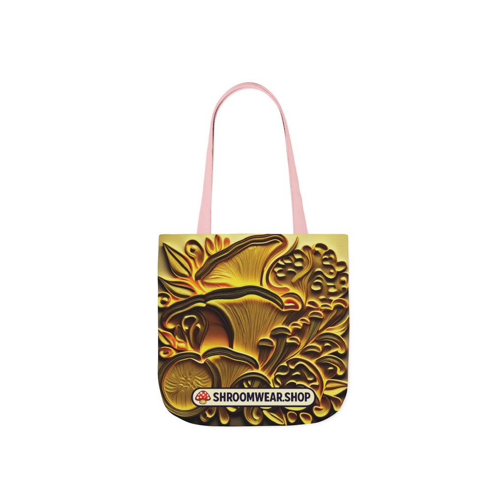 Tote Bag : Golden Mushroom Canvas Tote Bag — Psychedelic Fungi Art Tote