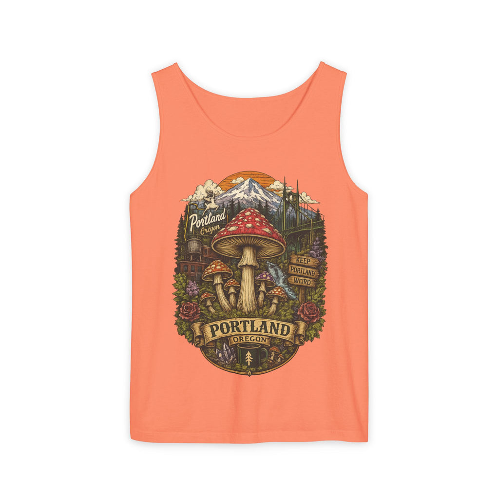 Portland Mushroom Tank Top — Vintage Forest Travel Graphic