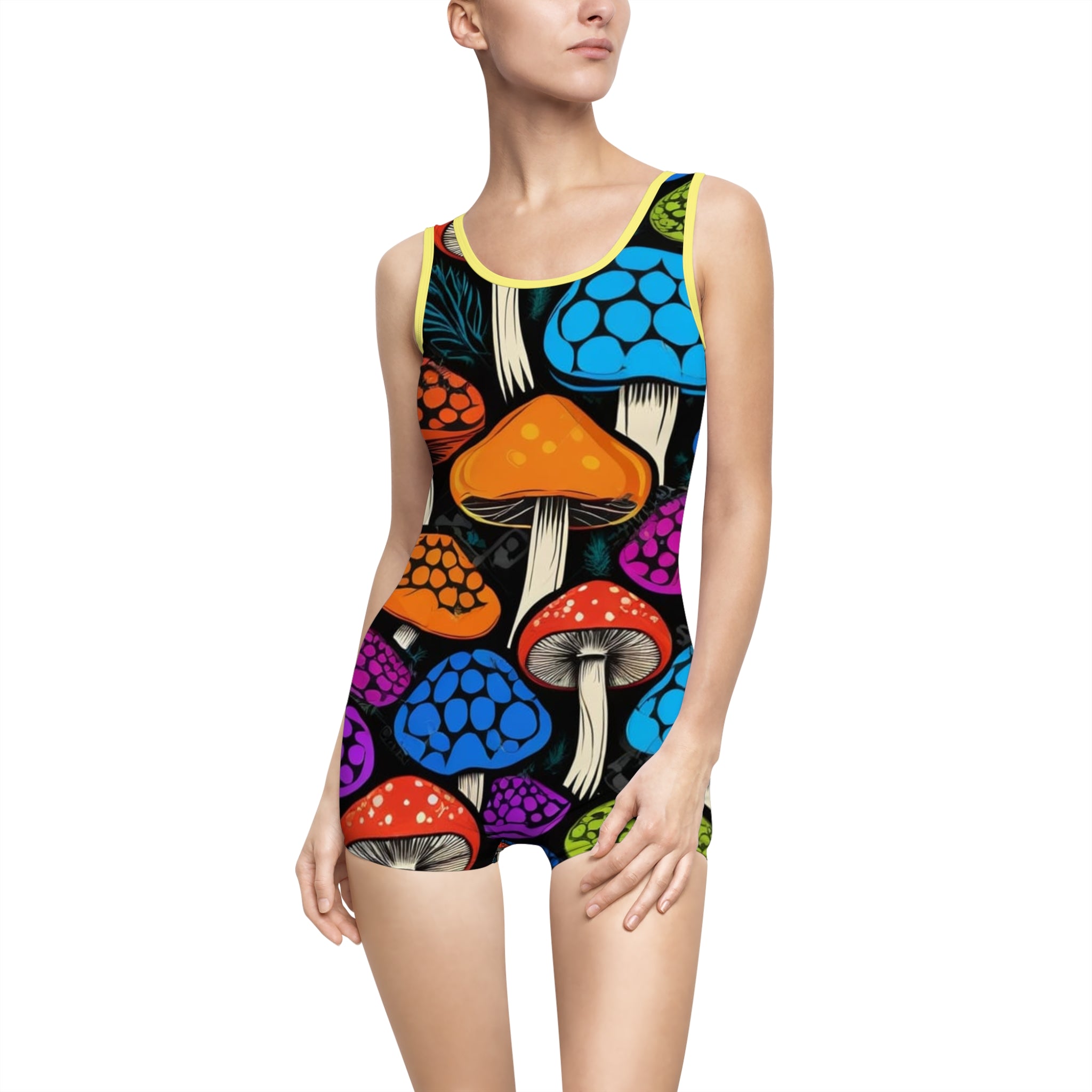 🍄 Myco Pop One-Piece Romper Swimsuit – Color Outside the Tide 🌈