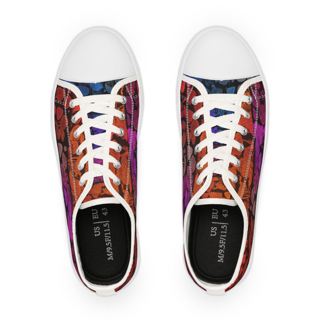 Men's Low Top Sneakers — Colorful Floral Stripe Skate Shoes