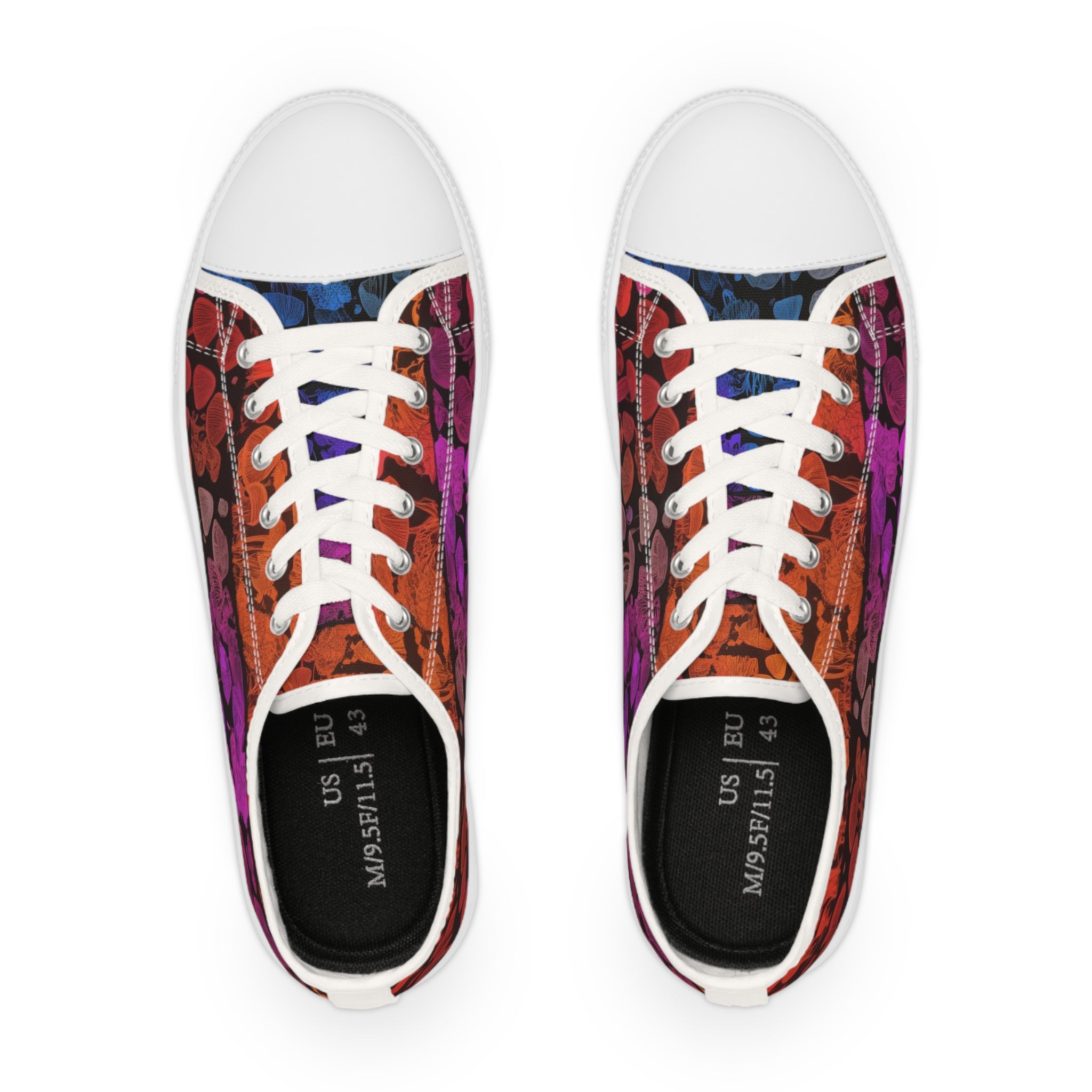Men's Low Top Sneakers — Colorful Floral Stripe Skate Shoes