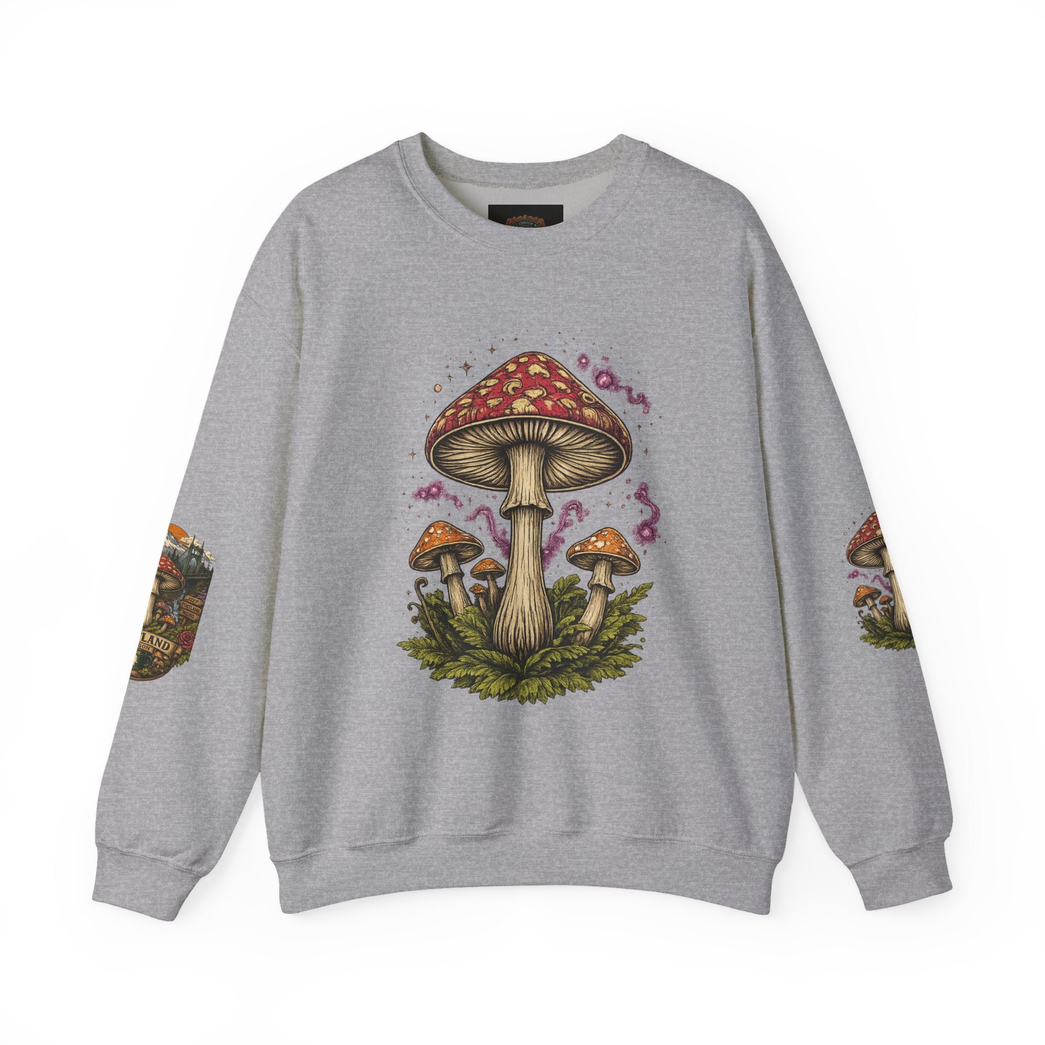 Mushroom Crewneck Sweatshirt — Portland Vintage Psychedelic Fungi Graphic