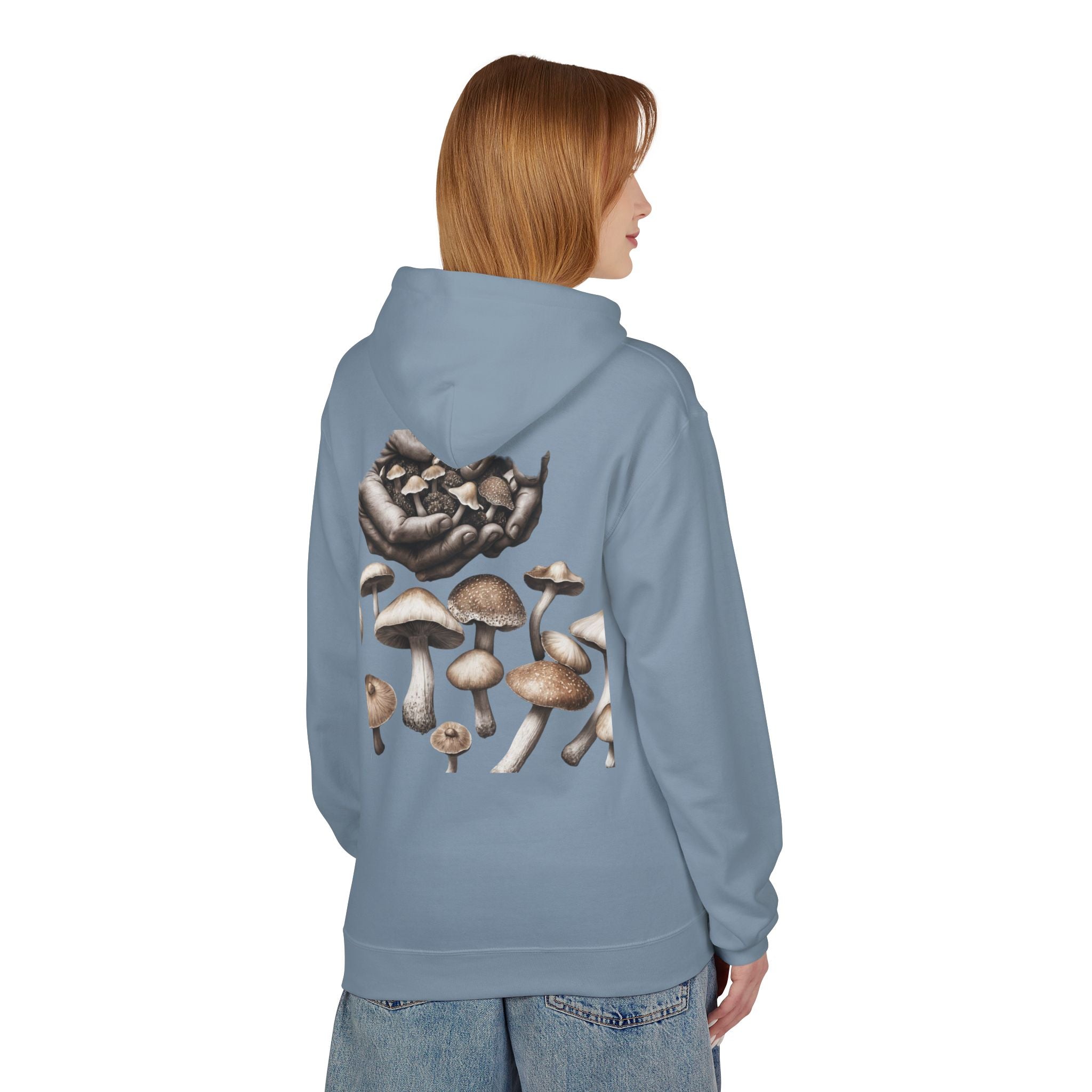 Mushroom Art Hoodie — Botanical Foraging Graphic Pullover