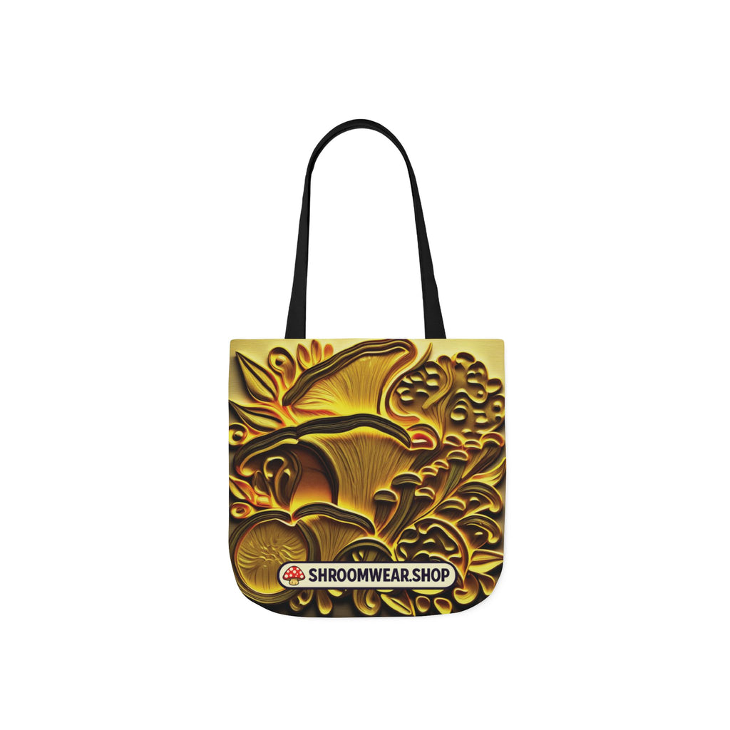 Tote Bag : Golden Mushroom Canvas Tote Bag — Psychedelic Fungi Art Tote