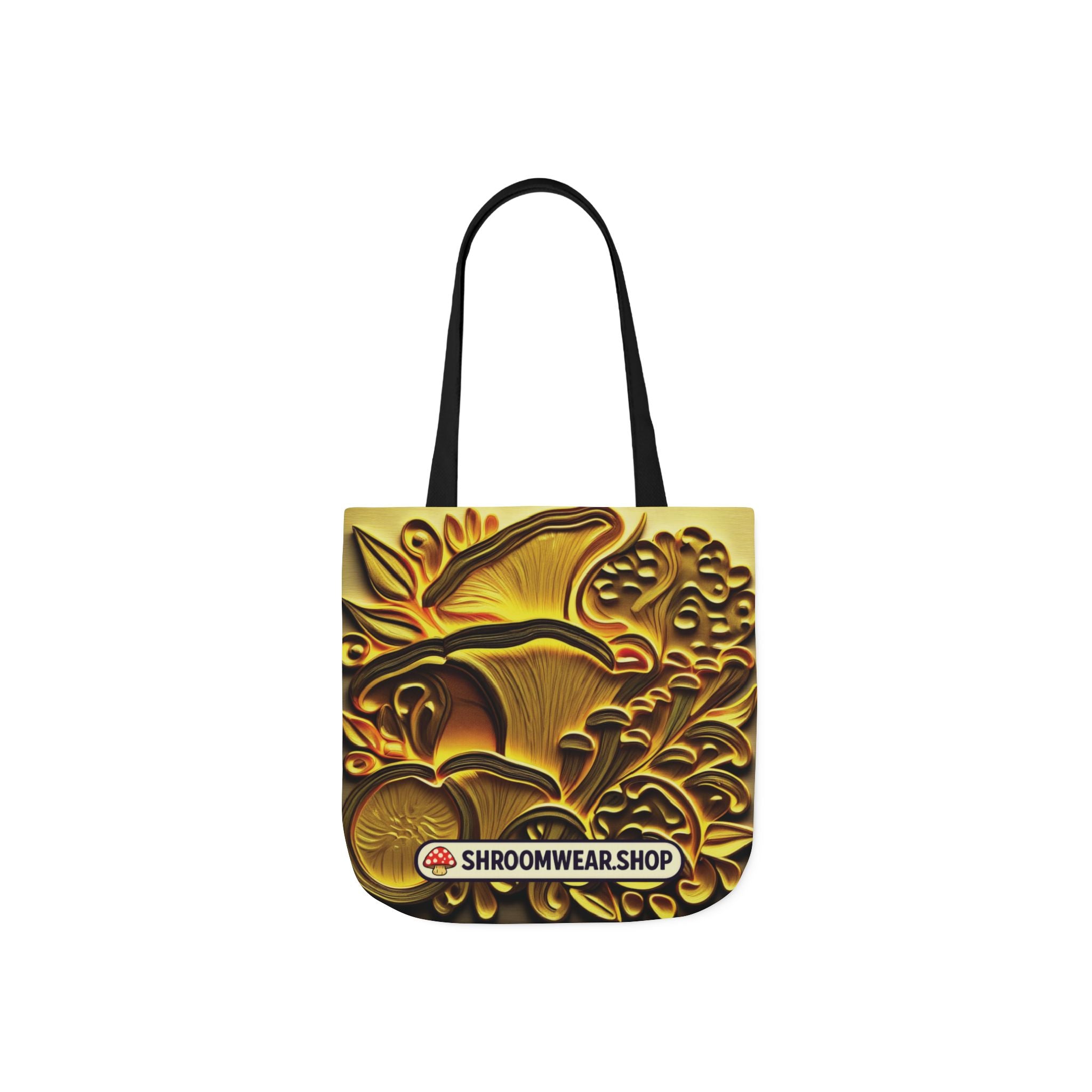 Tote Bag : Golden Mushroom Canvas Tote Bag — Psychedelic Fungi Art Tote