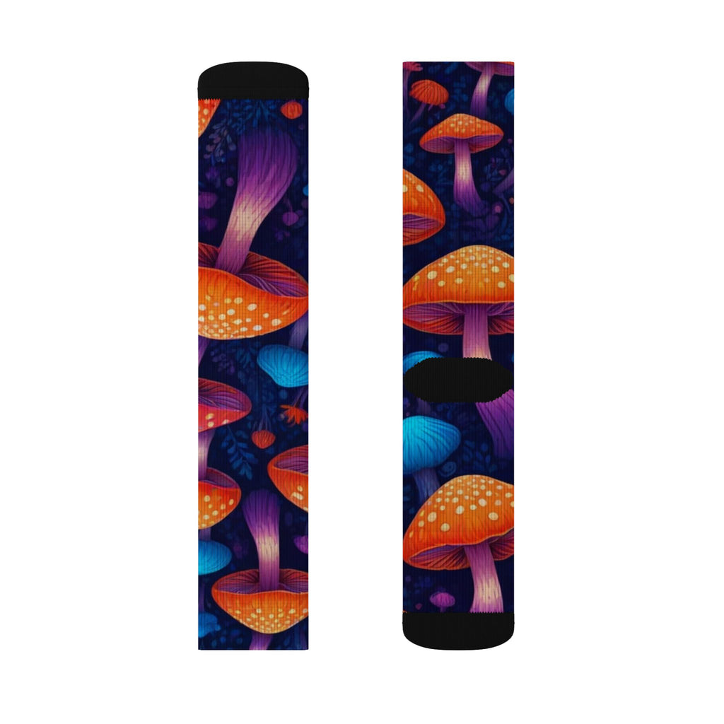 Socks: Psychedelic Mushroom Art Socks — Vibrant Sublimation Crew Socks