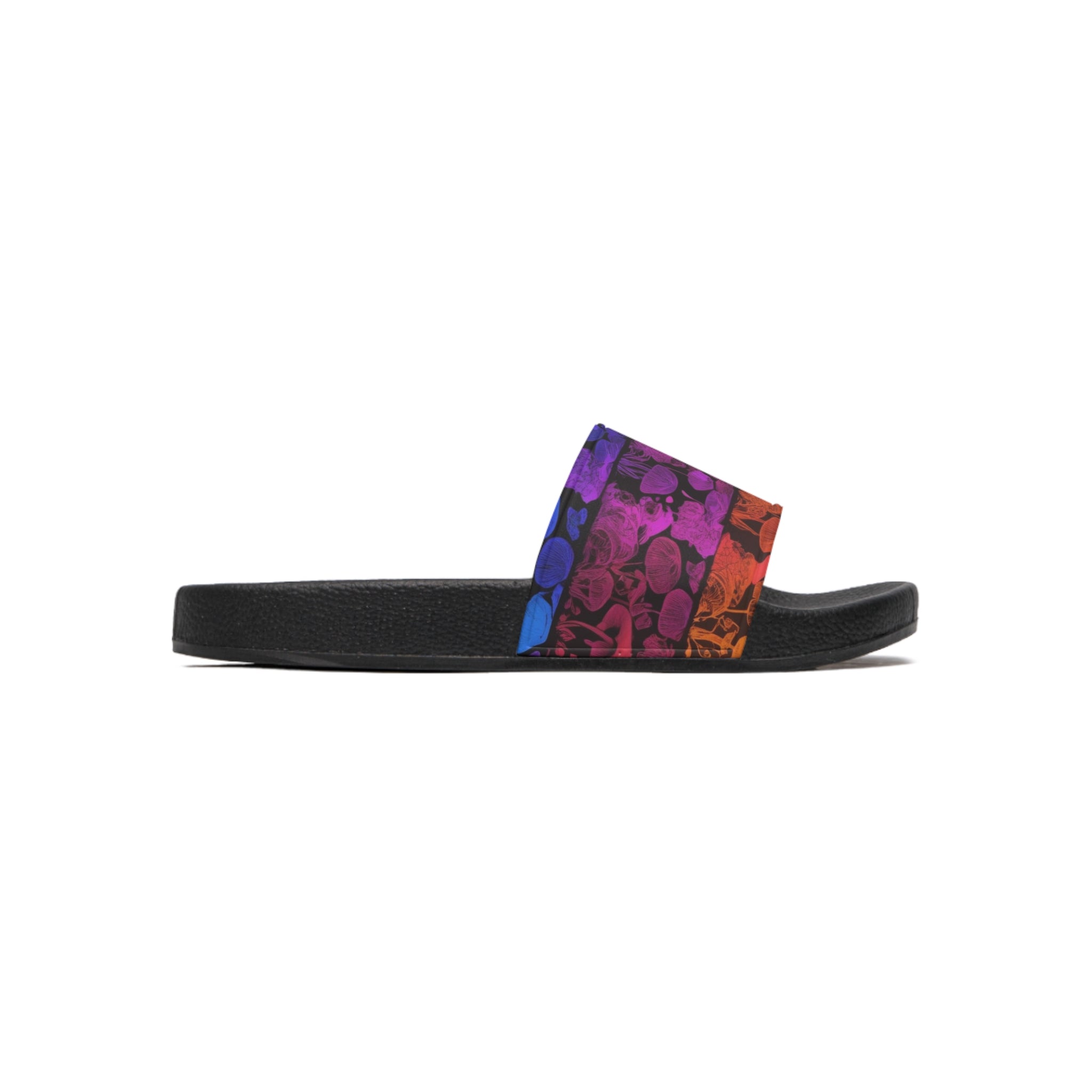 Slide Sandals: Rainbow Pattern Slide Sandals — Rainbow Grunge Pool Slides