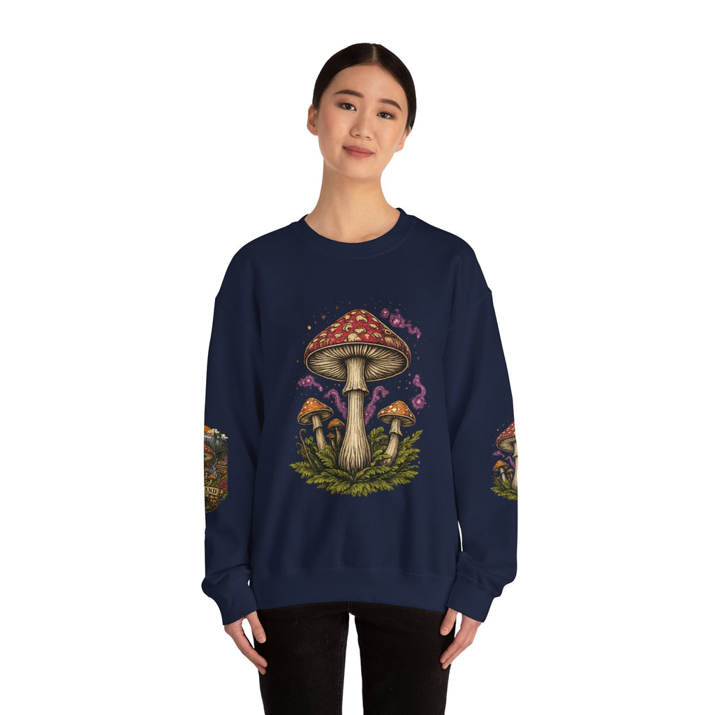 Mushroom Crewneck Sweatshirt — Portland Vintage Psychedelic Fungi Graphic