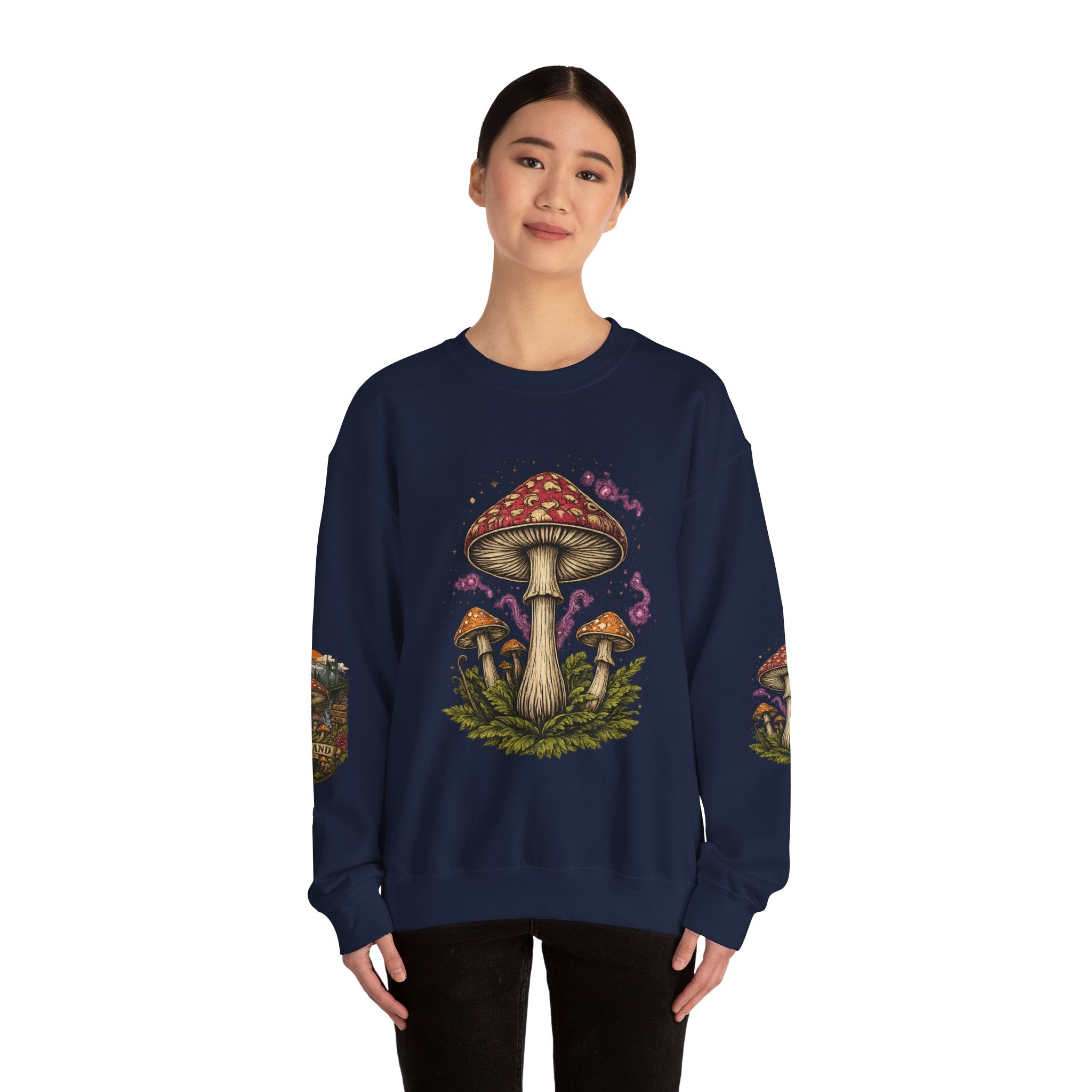 Mushroom Crewneck Sweatshirt — Portland Vintage Psychedelic Fungi Graphic