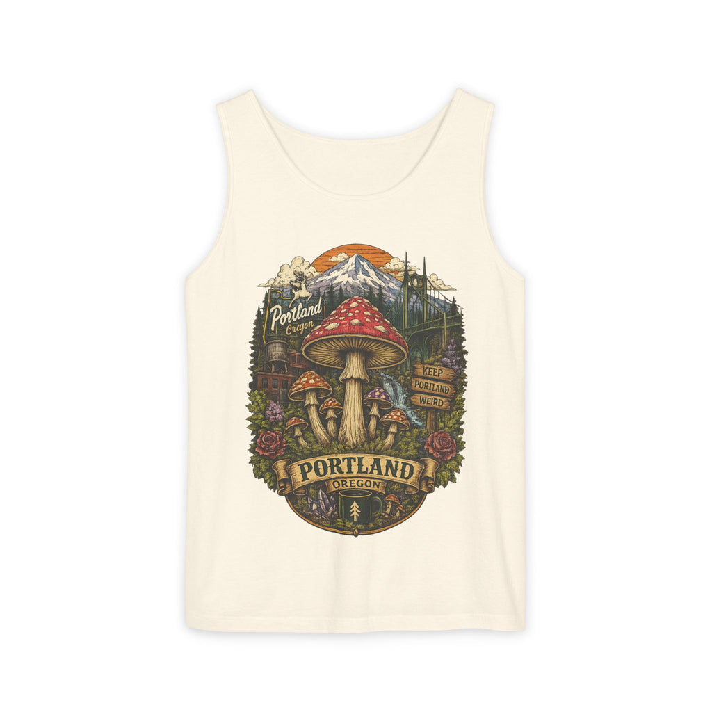 Portland Mushroom Tank Top — Vintage Forest Travel Graphic