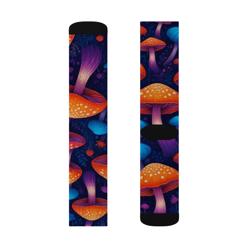 Socks: Psychedelic Mushroom Art Socks — Vibrant Sublimation Crew Socks