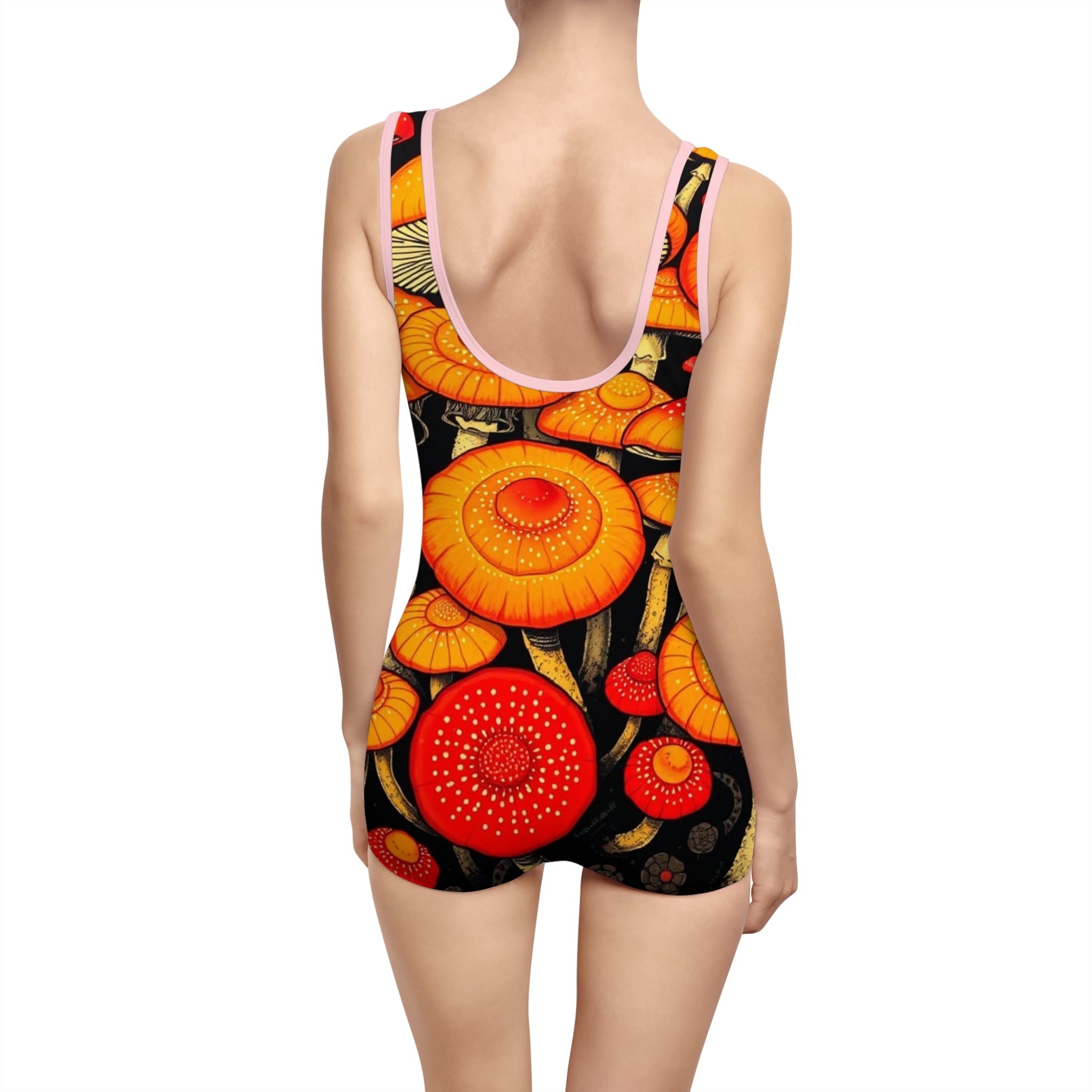 Women's Vintage Mushroom Print Swimsuit, Retro Pool Party, Summer Beachwear
