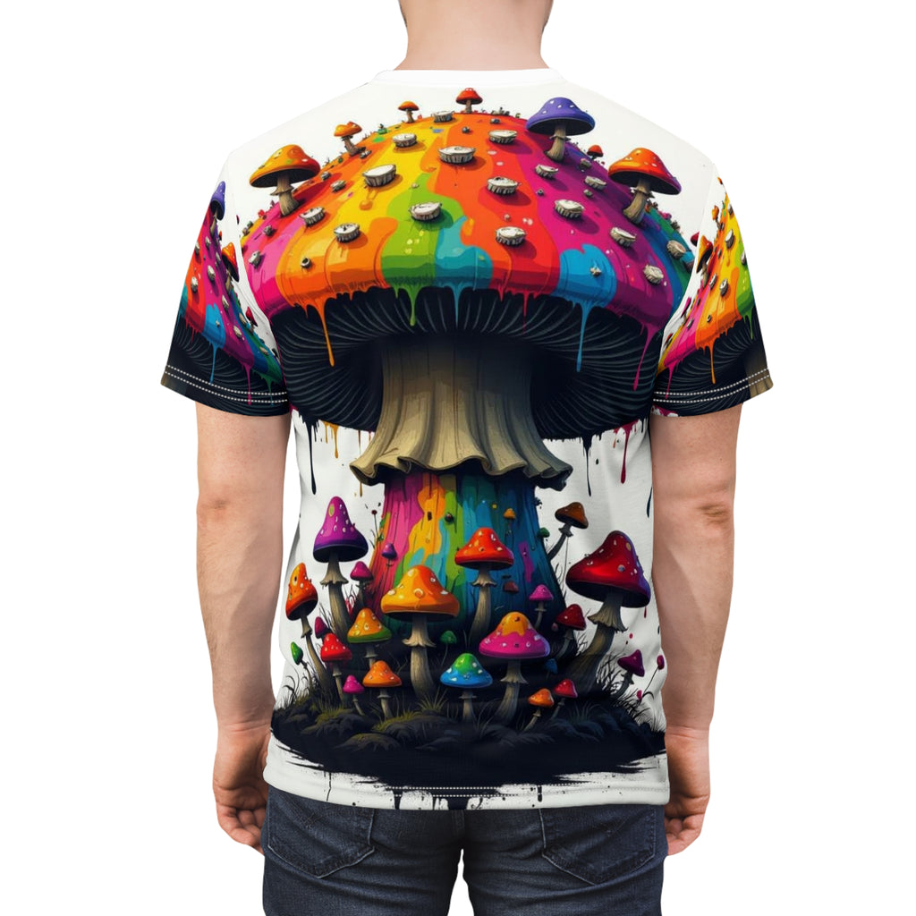 Psychedelic Rainbow Mushroom Tee — All-Over Print