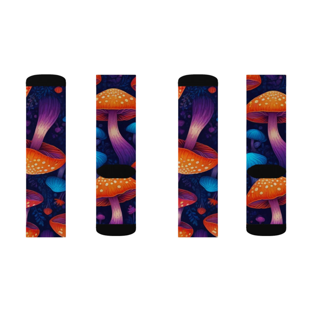 Socks: Psychedelic Mushroom Art Socks — Vibrant Sublimation Crew Socks