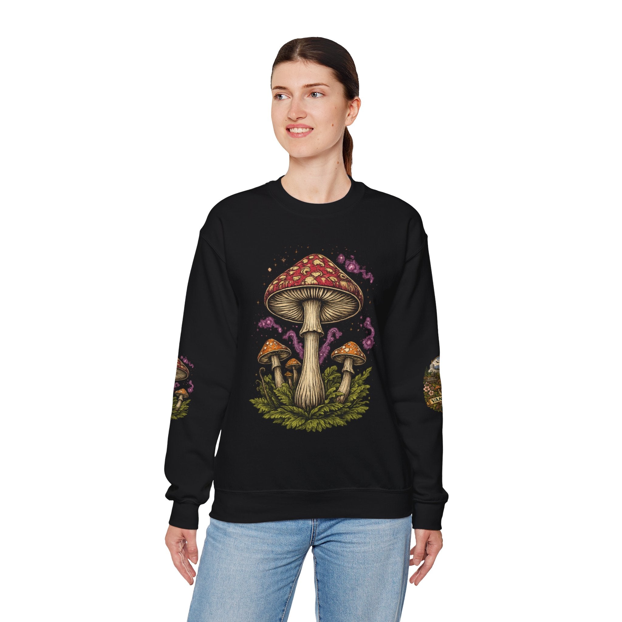 Mushroom Vancouver Crewneck Sweatshirt — Scenic Pacific Northwest Fungi Design