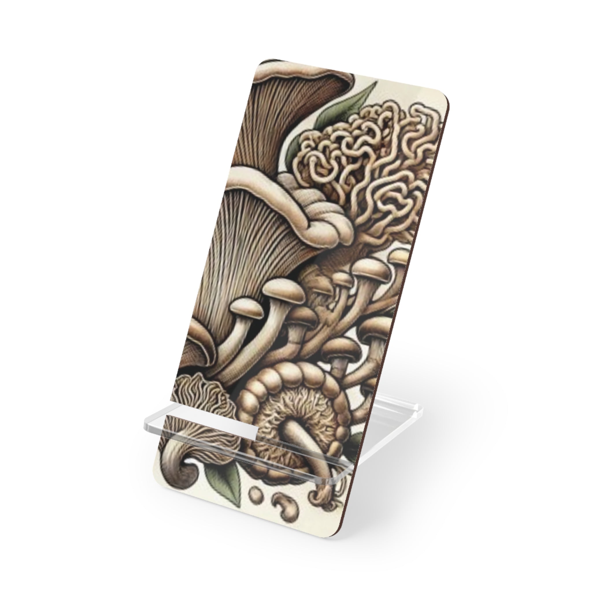 Phone Stand: Mushroom Art Phone Stand — Floral Fungi Mobile Display Stand