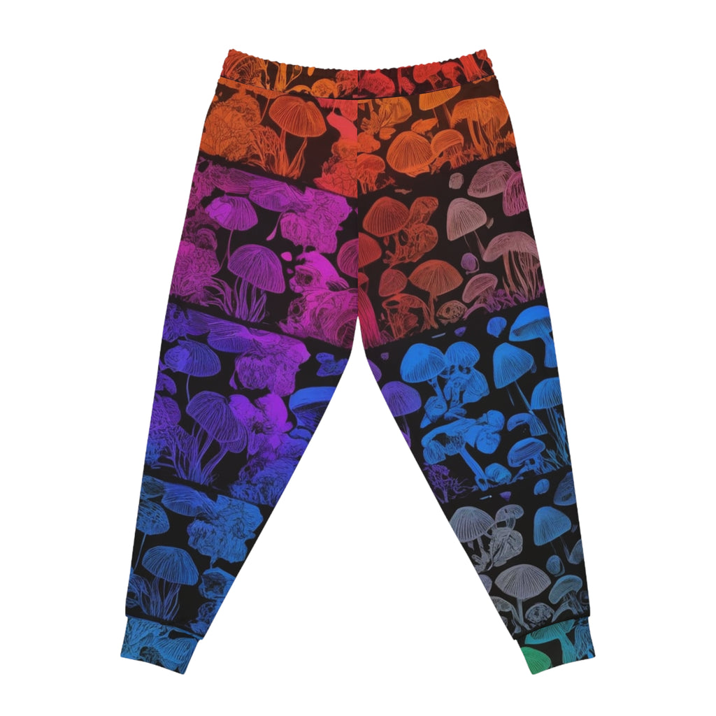 Mushroom Gradient Athletic Joggers — Rainbow Fungi All-Over Print