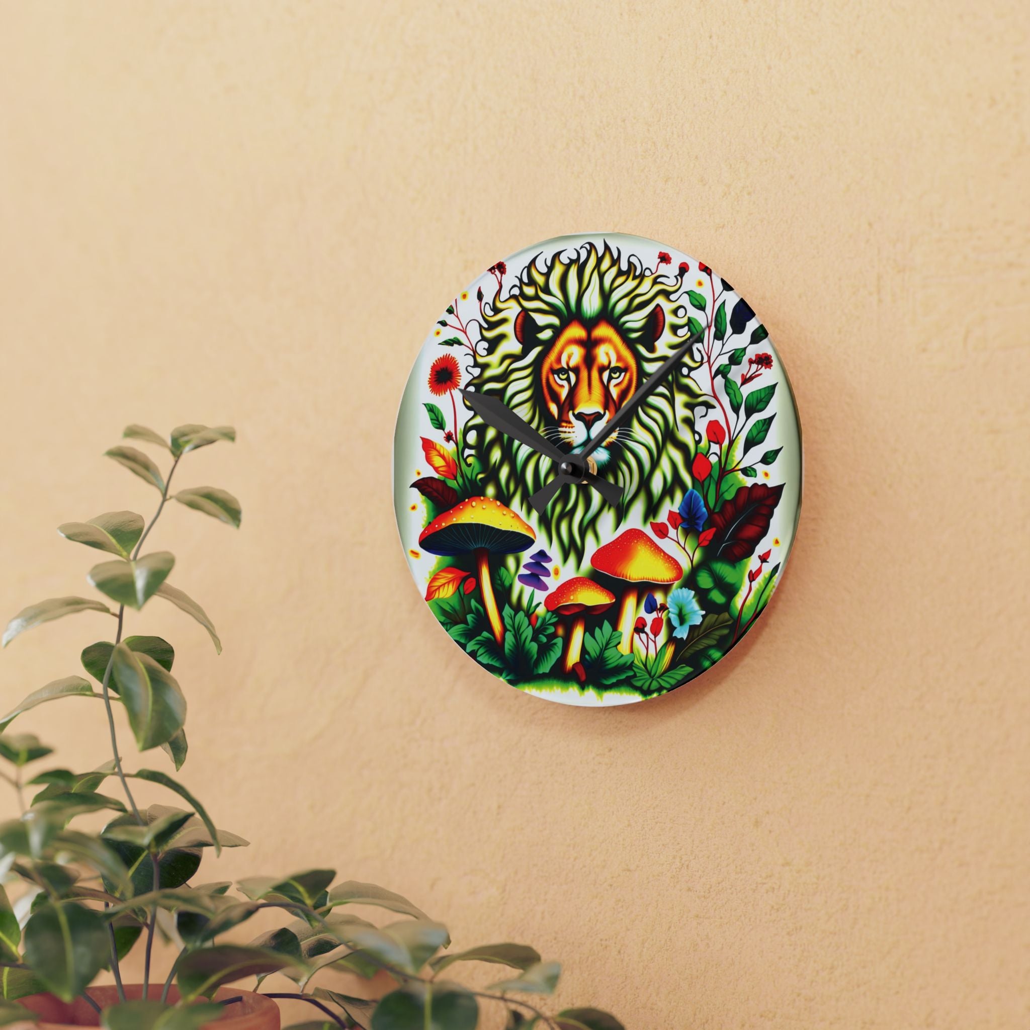 🦁🍄 Lion & Mushrooms Round Clock or Square Clock🦁🍄