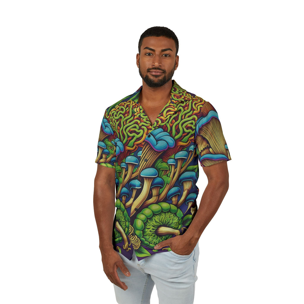 Psychedelic Mushroom Hawaiian Camp Shirt — Tropical Trippy Fungi AOP