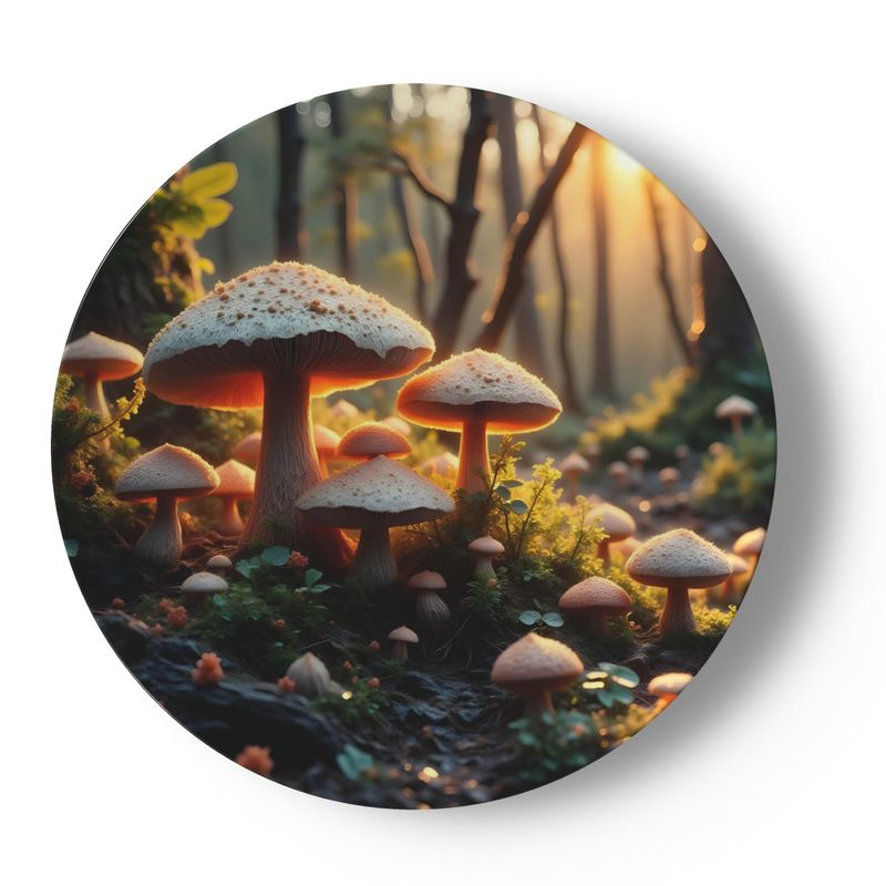 Custom Mushroom Print China Plate Set – 4 Woodland-Inspired Designs