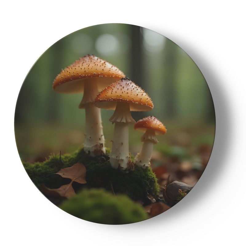 Custom Mushroom Print China Plate Set – 4 Woodland-Inspired Designs