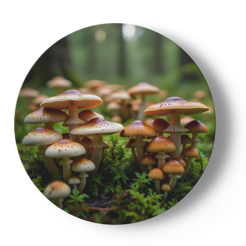 Custom Mushroom Print China Plate Set – 4 Woodland-Inspired Designs