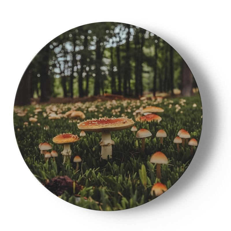 Custom Mushroom Print China Plate Set – 4 Woodland-Inspired Designs