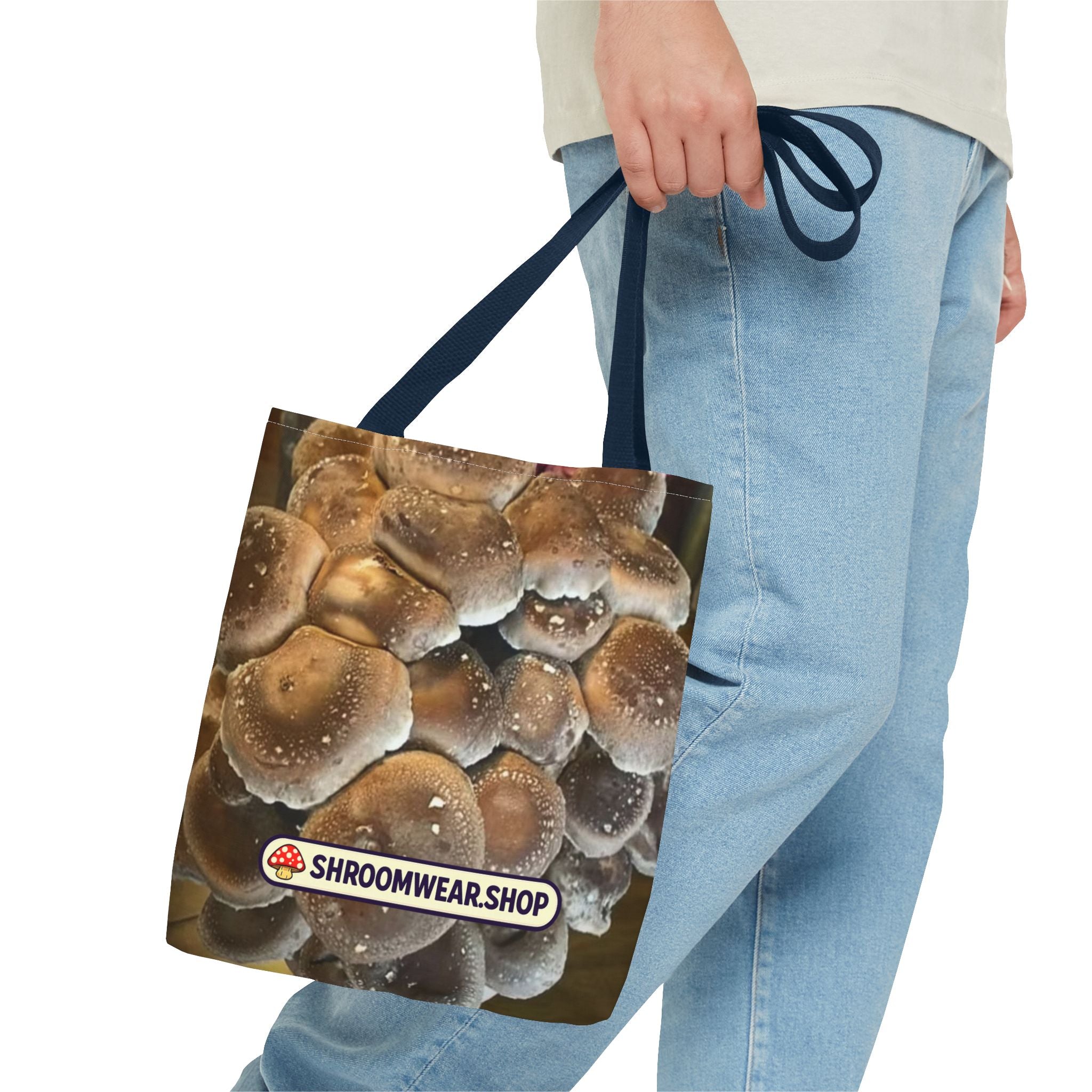 Bag: Mushroom Print Tote Bag-Over-Print Canvas Tote