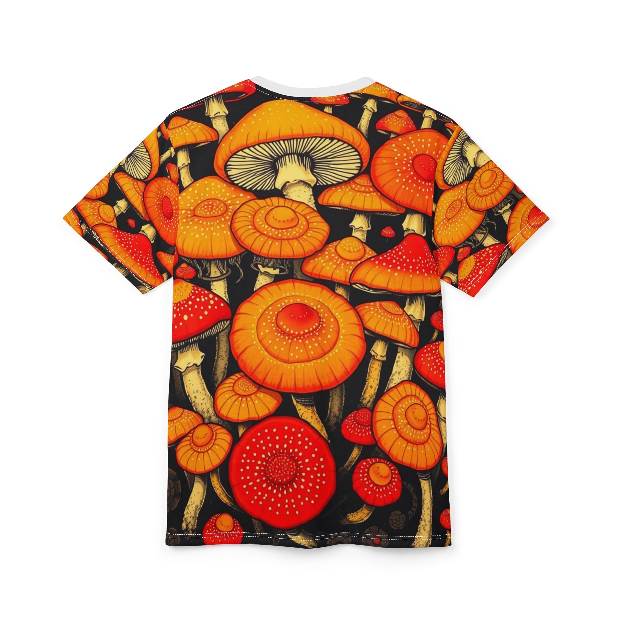 Psychedelic Orange Mushroom All-Over Print Tee