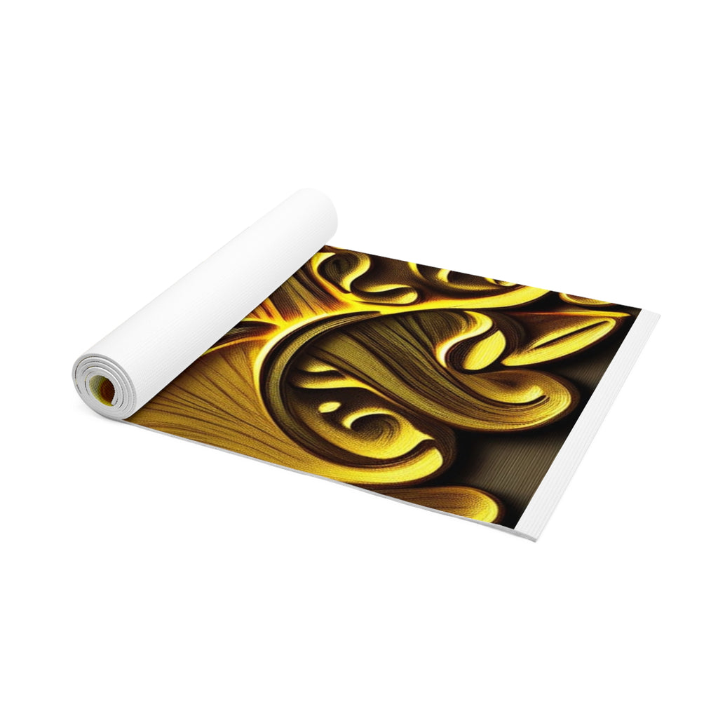Tapis de yoga en mousse Golden Mushroom — Motif champignon psychédélique pour la méditation et la pratique à domicile