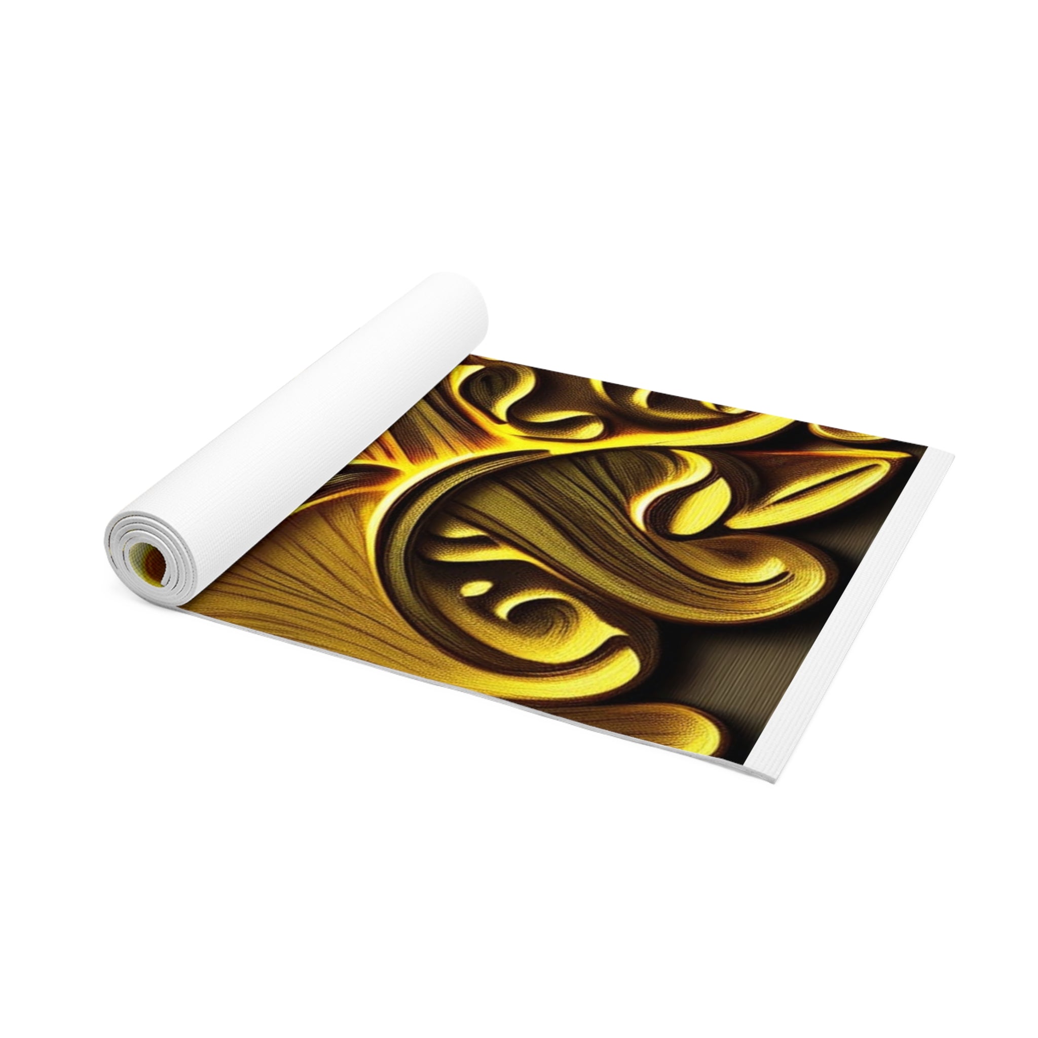 Golden Mushroom Foam Yoga Mat — Psychedelic Fungi Design for Meditation & Home Practice