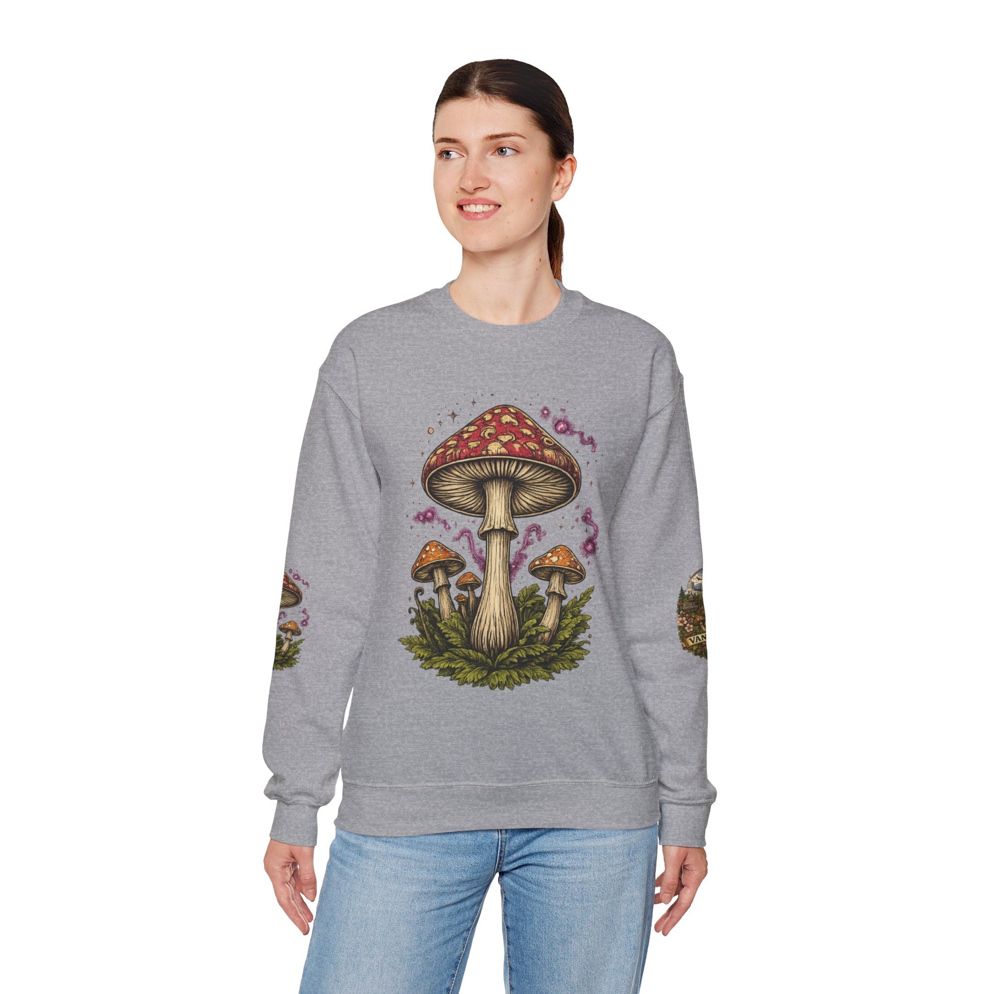 Mushroom Vancouver Crewneck Sweatshirt — Scenic Pacific Northwest Fungi Design