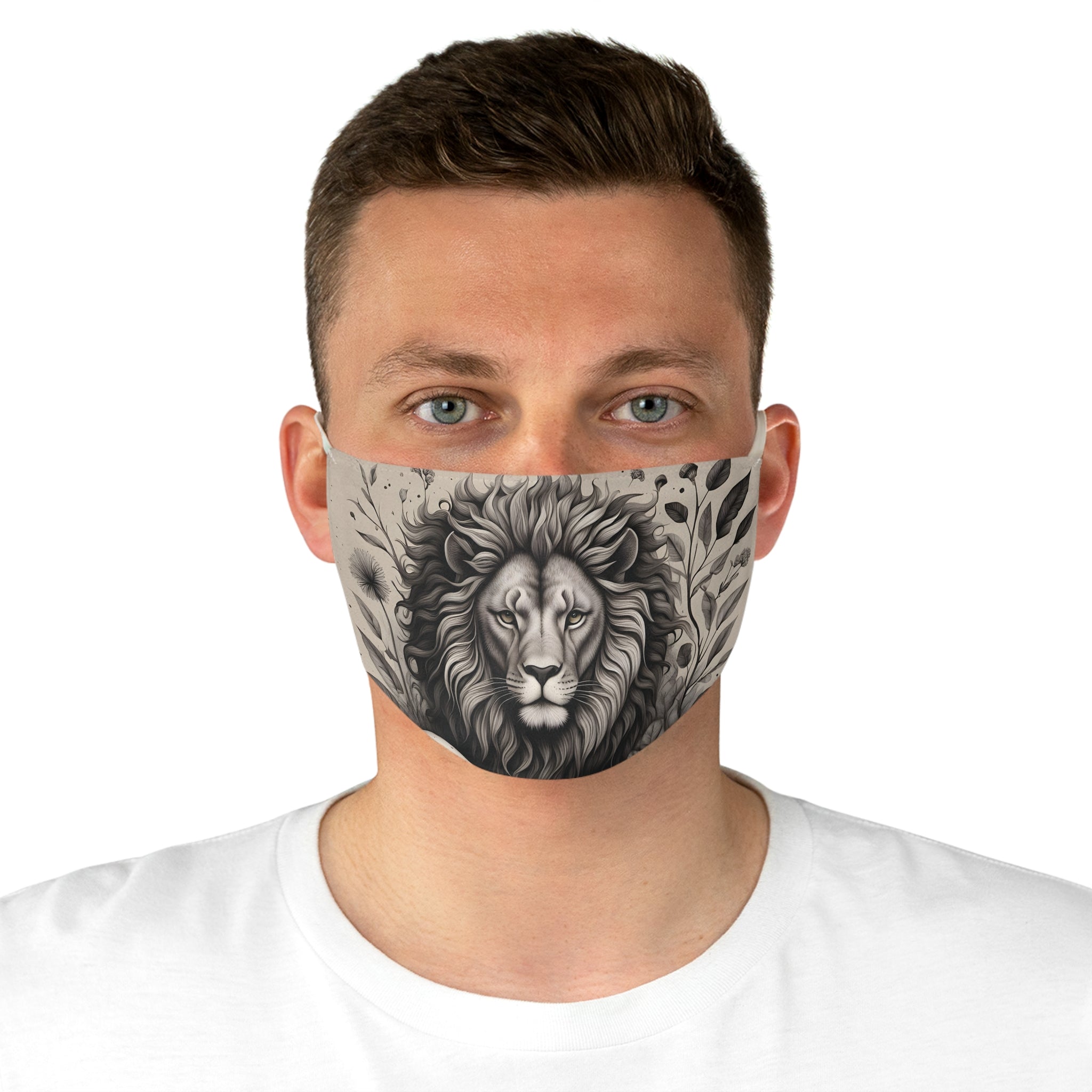 Lion Portrait Face Mask — Majestic Monochrome Animal Mask