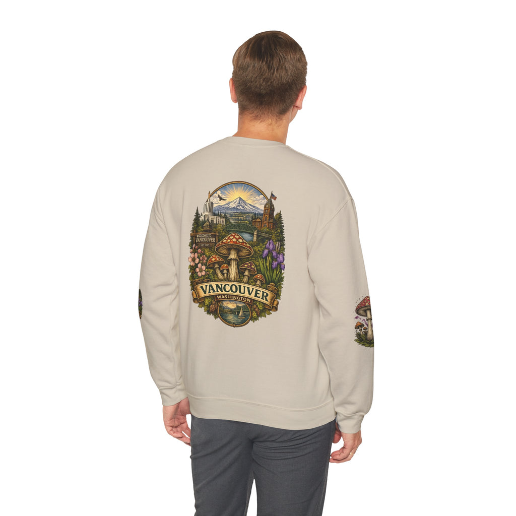 Mushroom Vancouver Crewneck Sweatshirt — Scenic Pacific Northwest Fungi Design