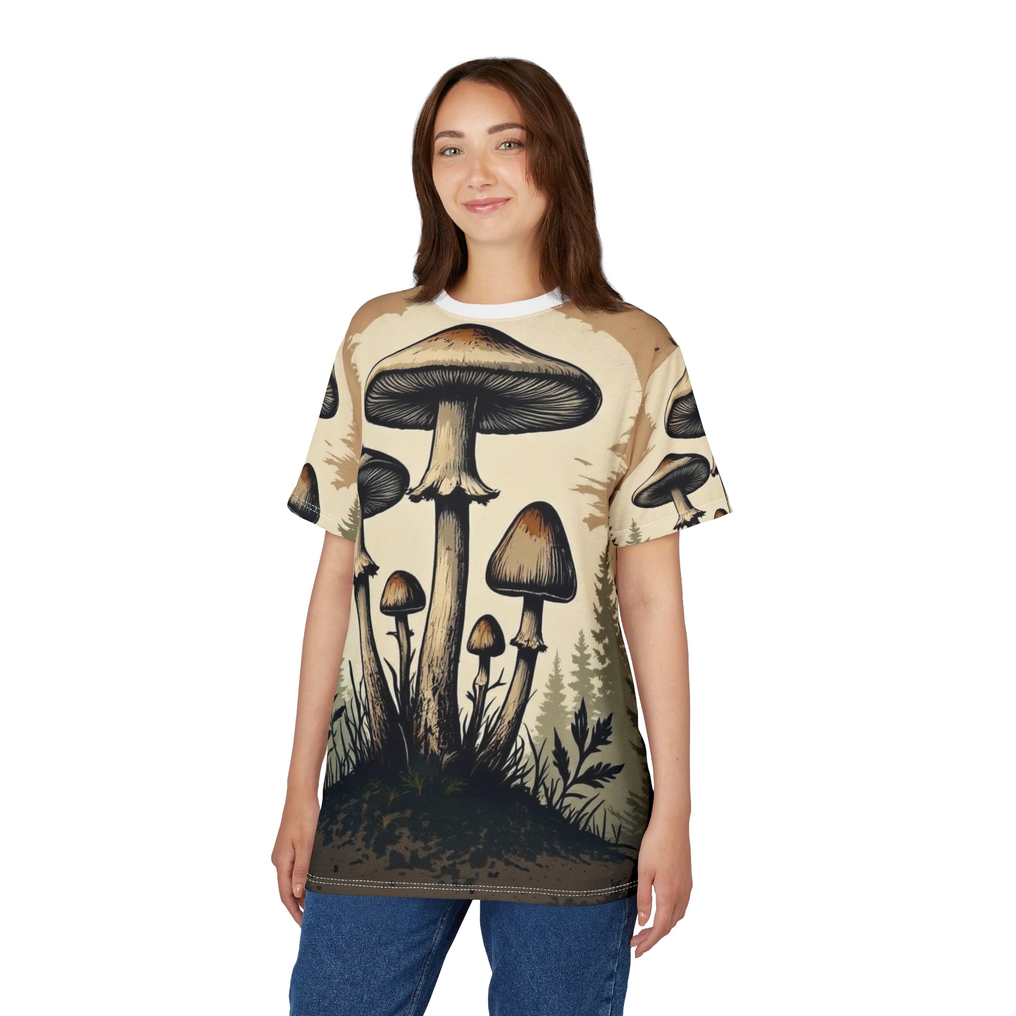 Psychedelic Mushroom All-Over Print T-Shirt – Woodland Fungi Graphic Tee